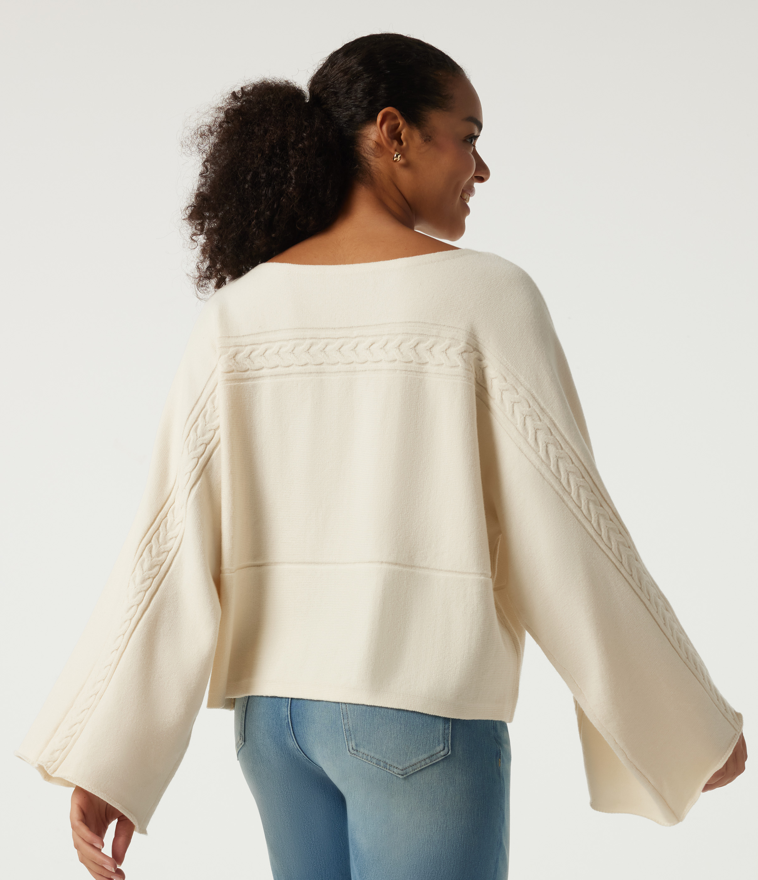 Turtledove Boat Neck Long Bell Long Sleeve Casual Sweater / 2