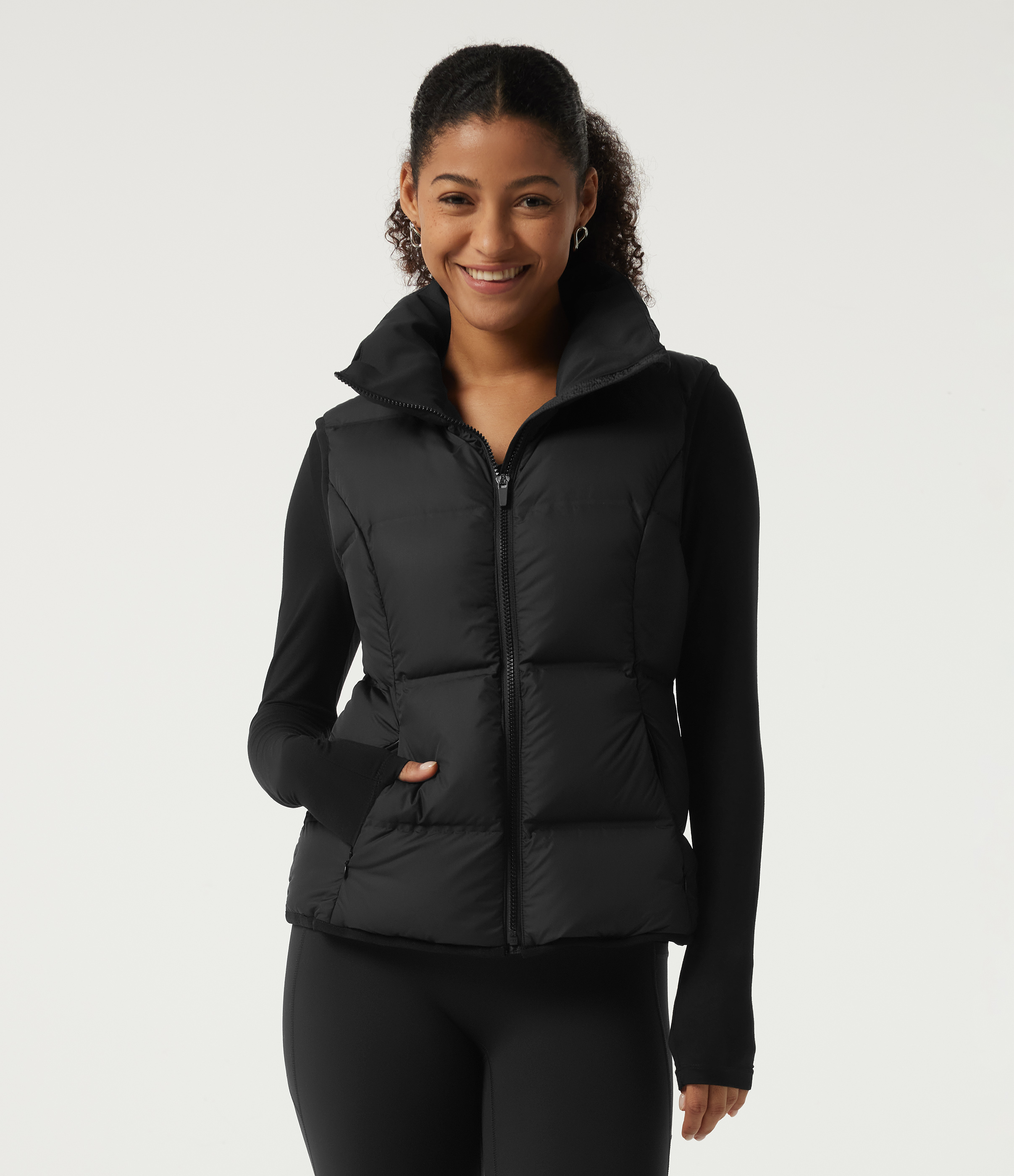 High Neck Quilted Puffer Casual Down Vest with Pockets