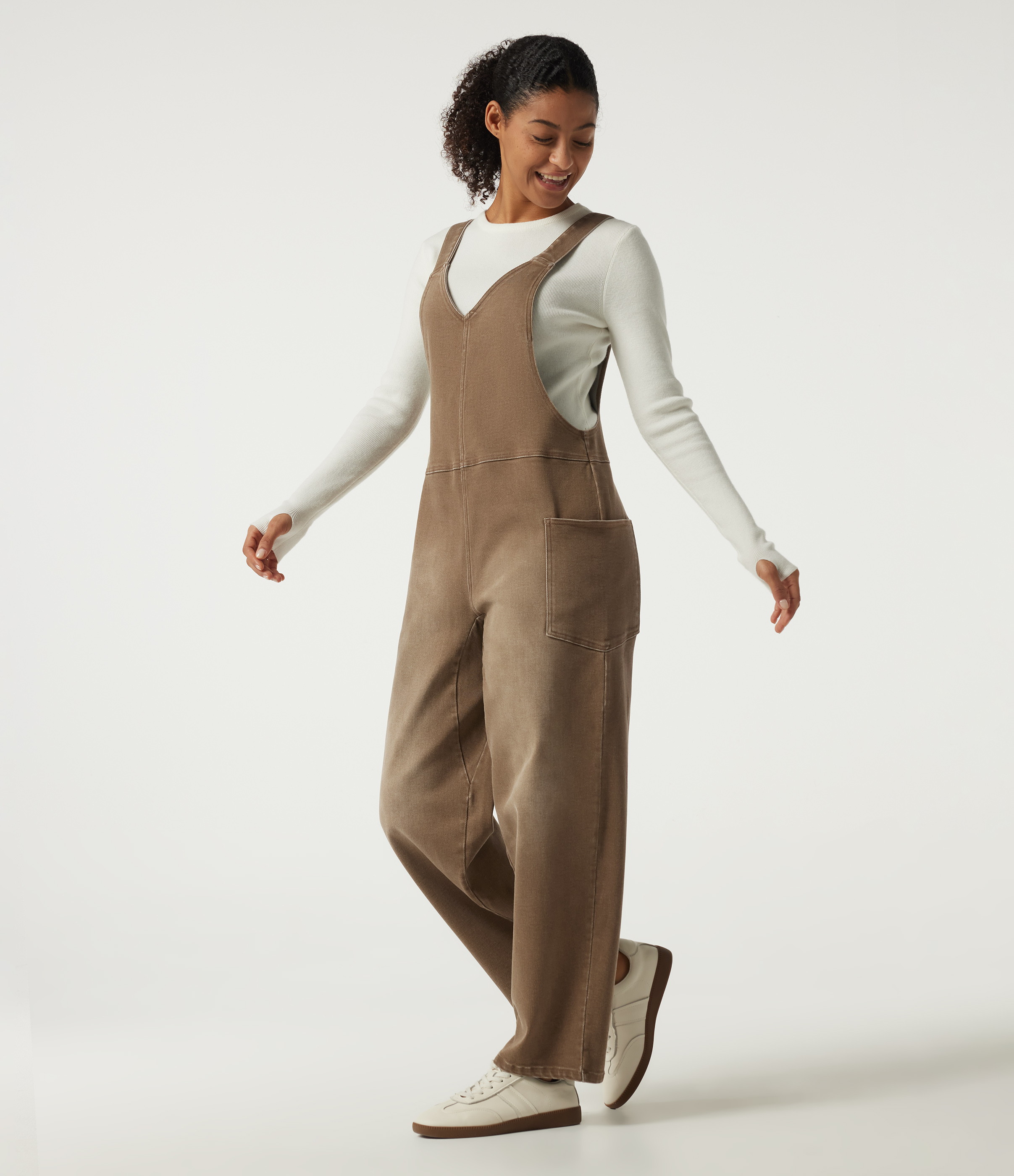 V Neck Baggy Colorful Denim Casual Cotton Overalls with Pockets
