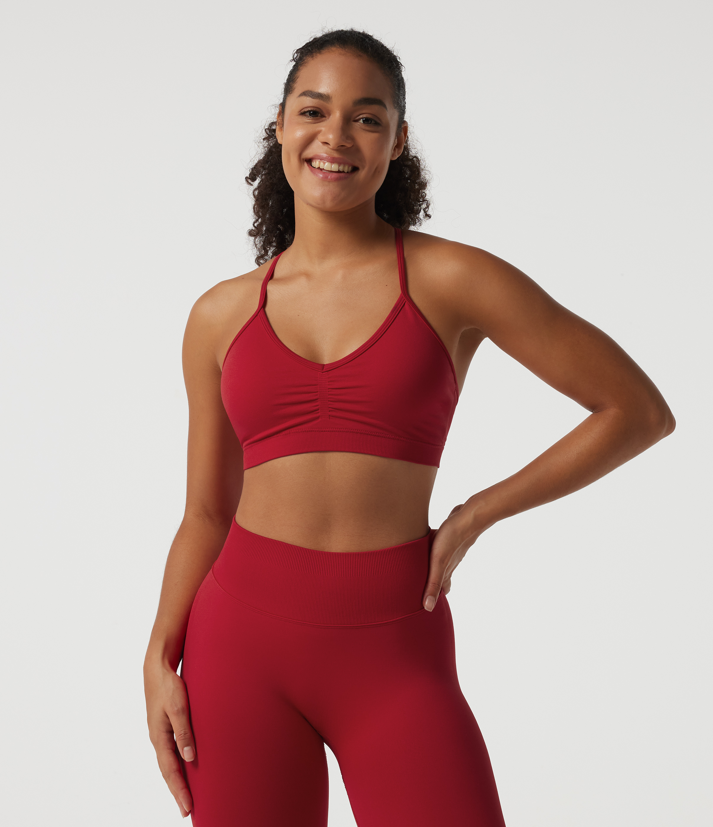Savvy Red OneForm Seamless Flow Low Support Sweetheart Neck Built-in Bra Yoga Sports Bra  / 2