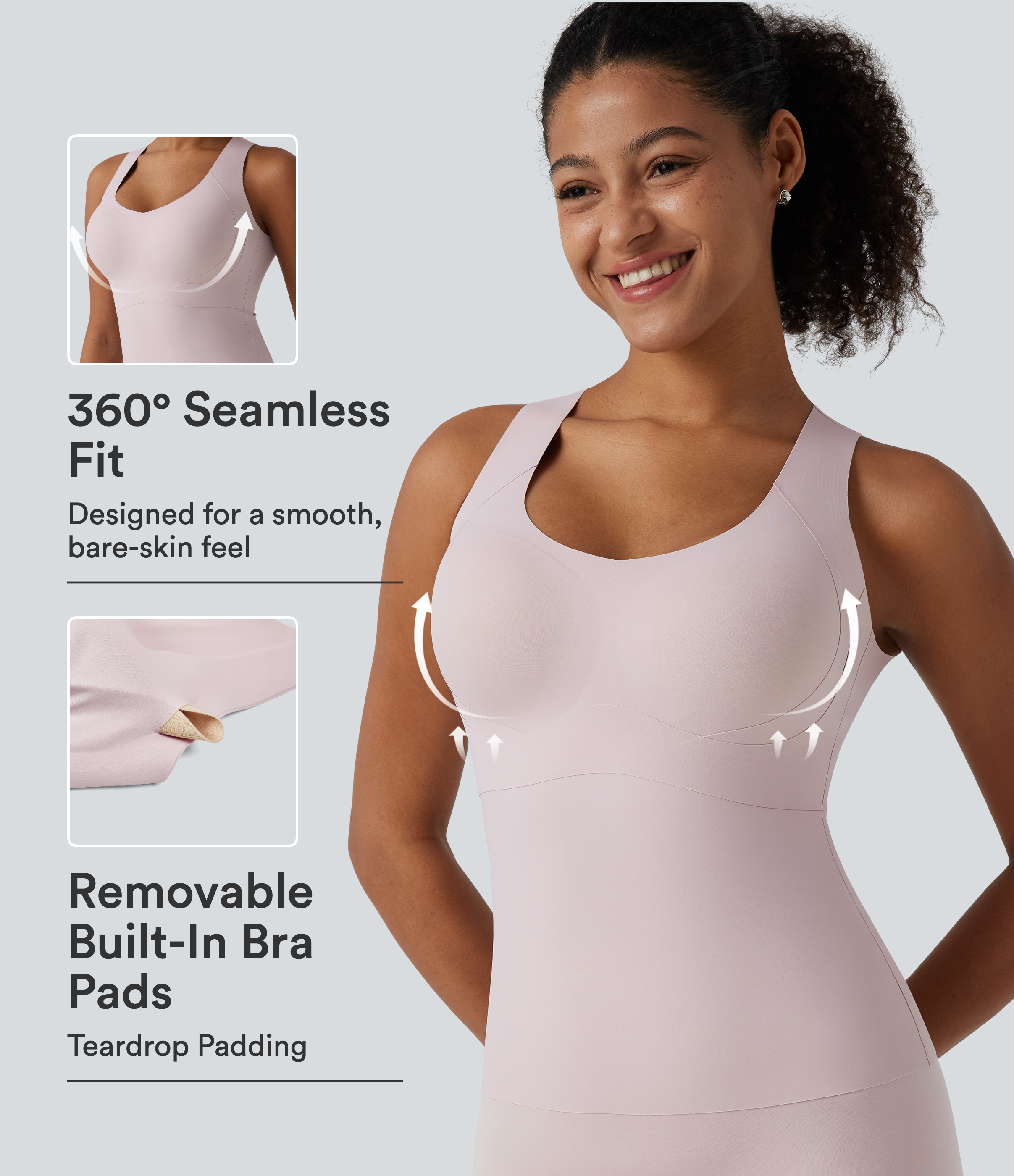 Hushed Violet U Neck Push-Up Built-in Bra Casual Underwear / 1