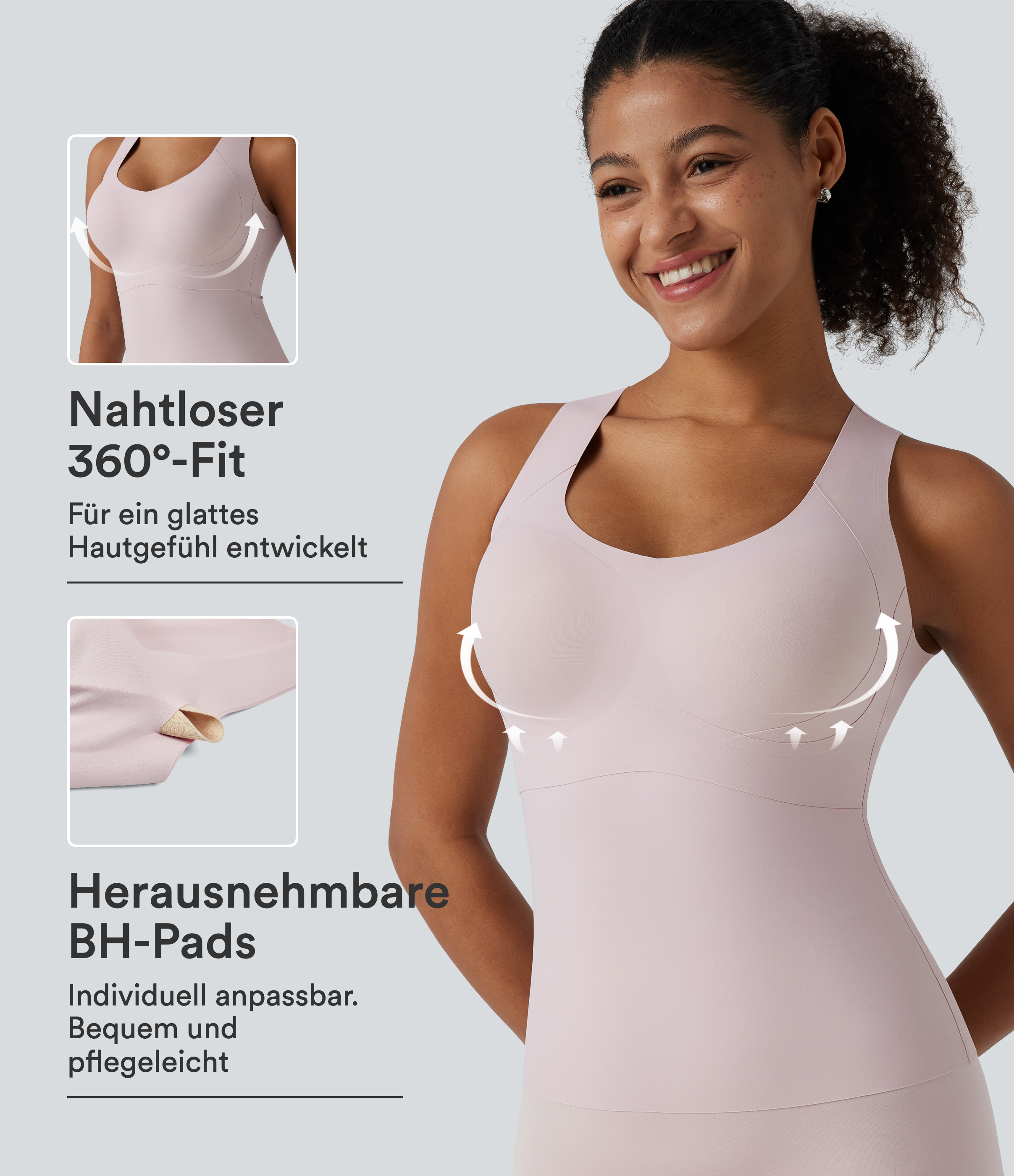 Hushed Violet Lässiges Unterhemd mit U-Ausschnitt und integriertem BH - Push-Up / 1