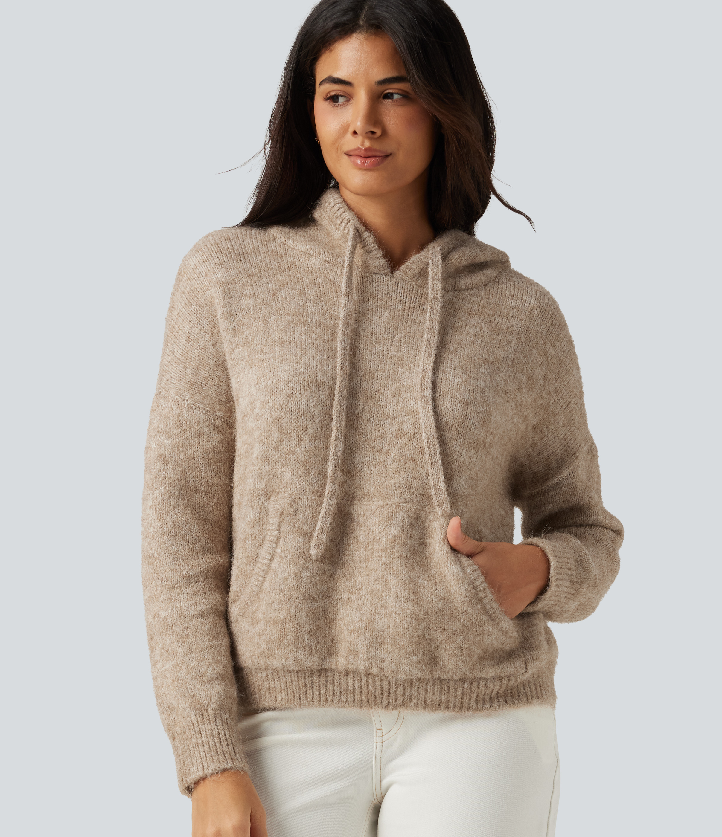 Hooded Long Sleeve Casual Sweater with Pocket