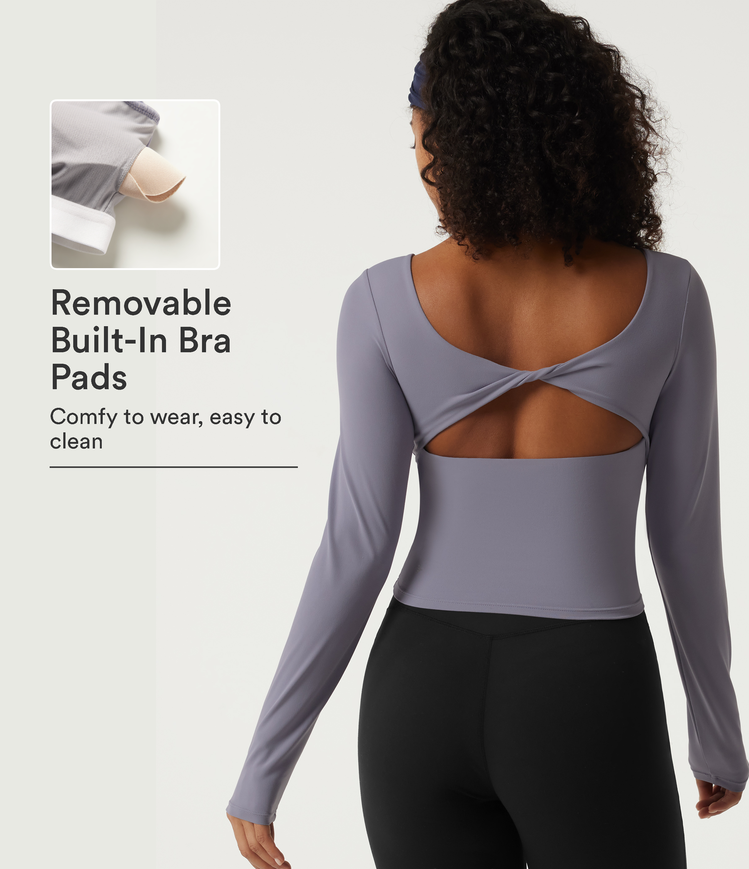 SoftlyZero™ Boat Neck Long Sleeve Cut Out Built-in Bra Yoga Sports Top 