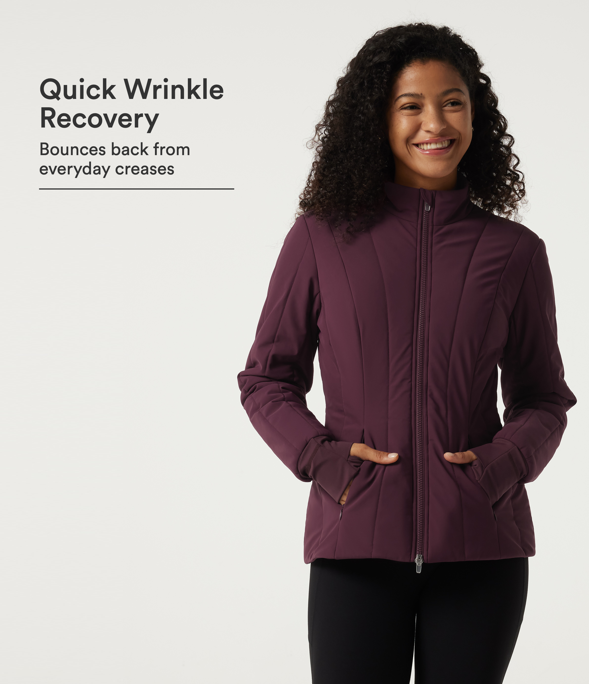PuffFlex Wrinkle Recovery Mock Neck Slim Casual Padded Jacket with Pockets