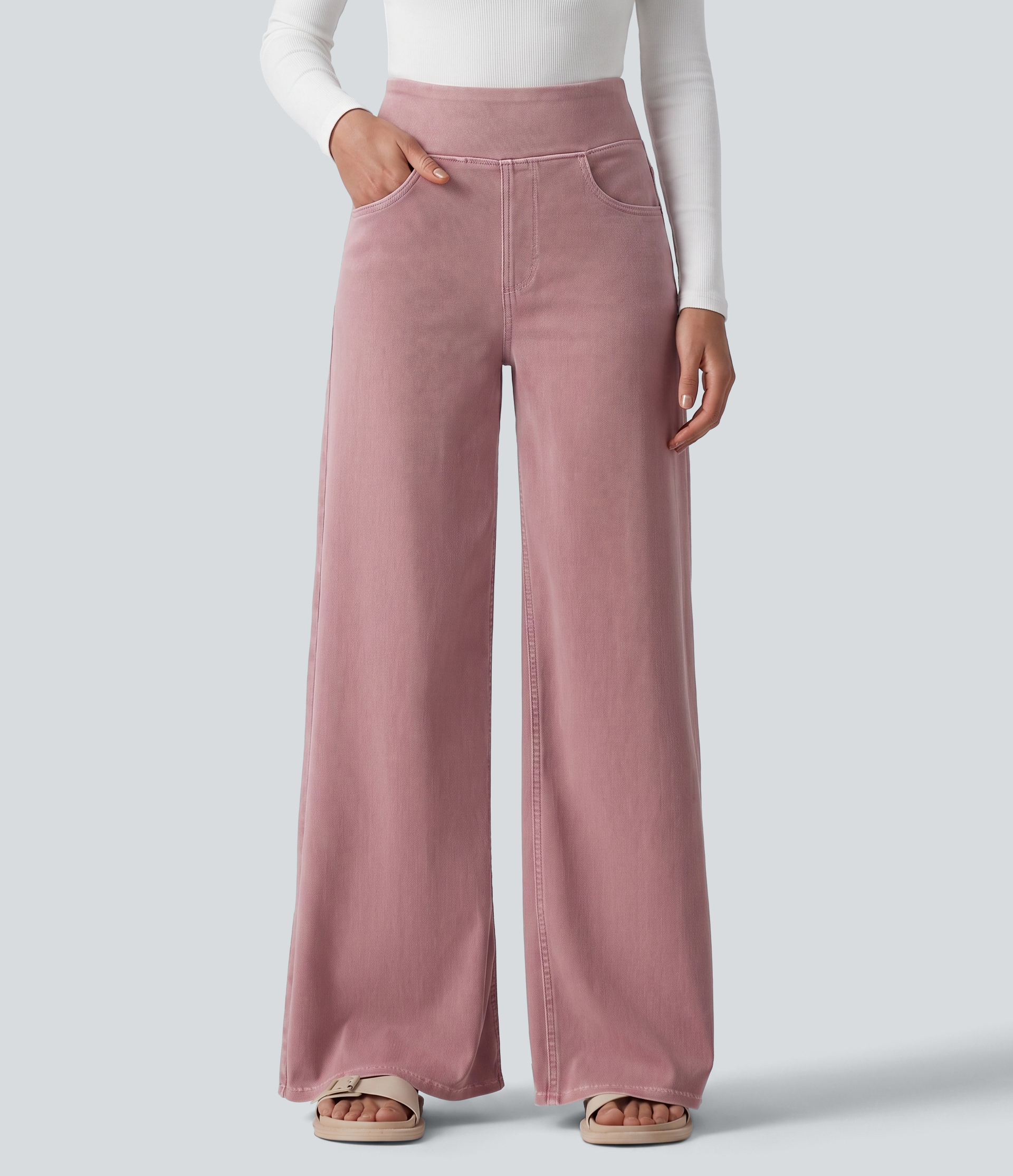 Halara Flex™ High Waisted Wide Leg Colorful Casual Jeans with Pockets