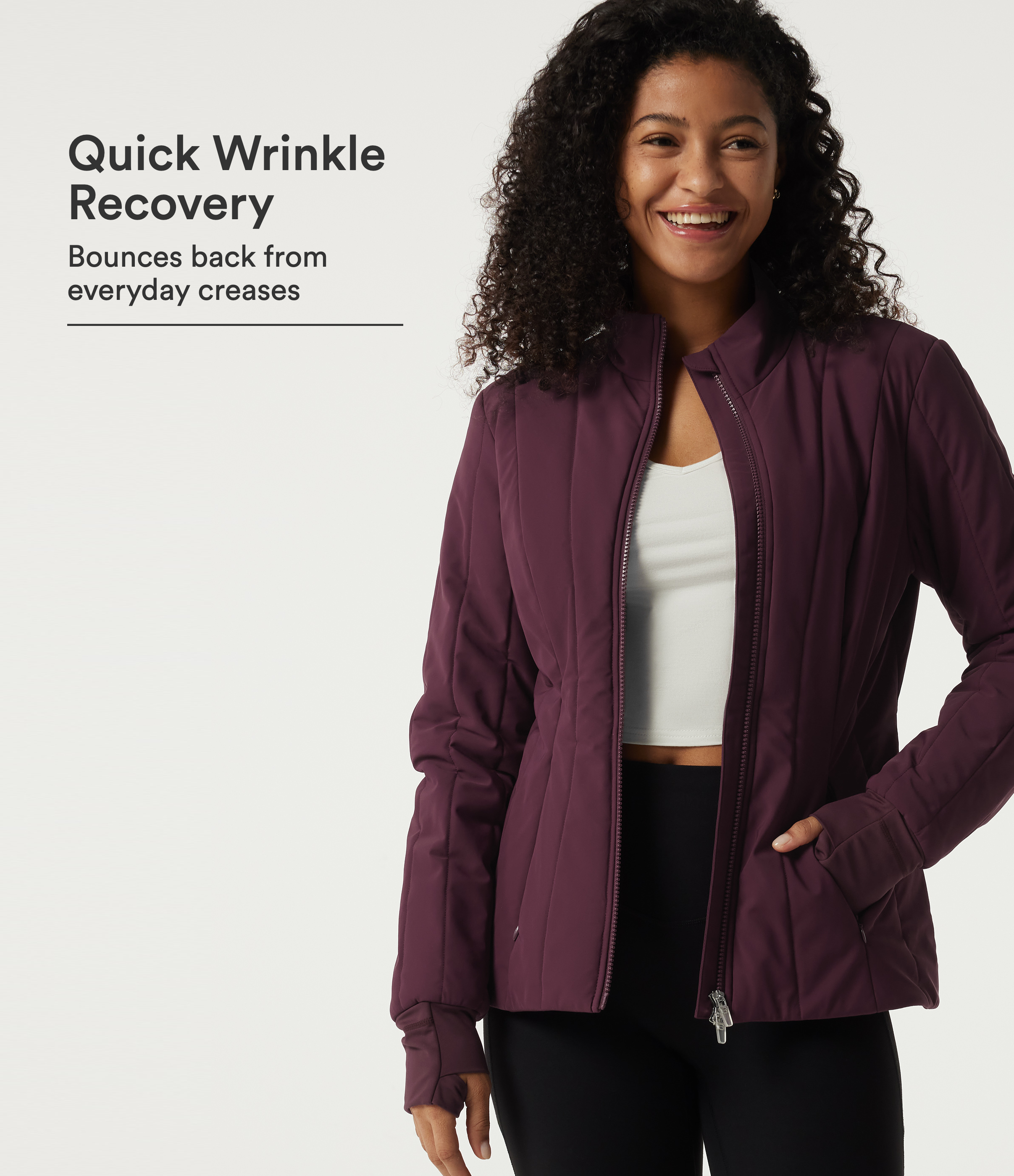 PuffFlex Wrinkle Recovery Mock Neck Slim Casual Padded Jacket with Pockets