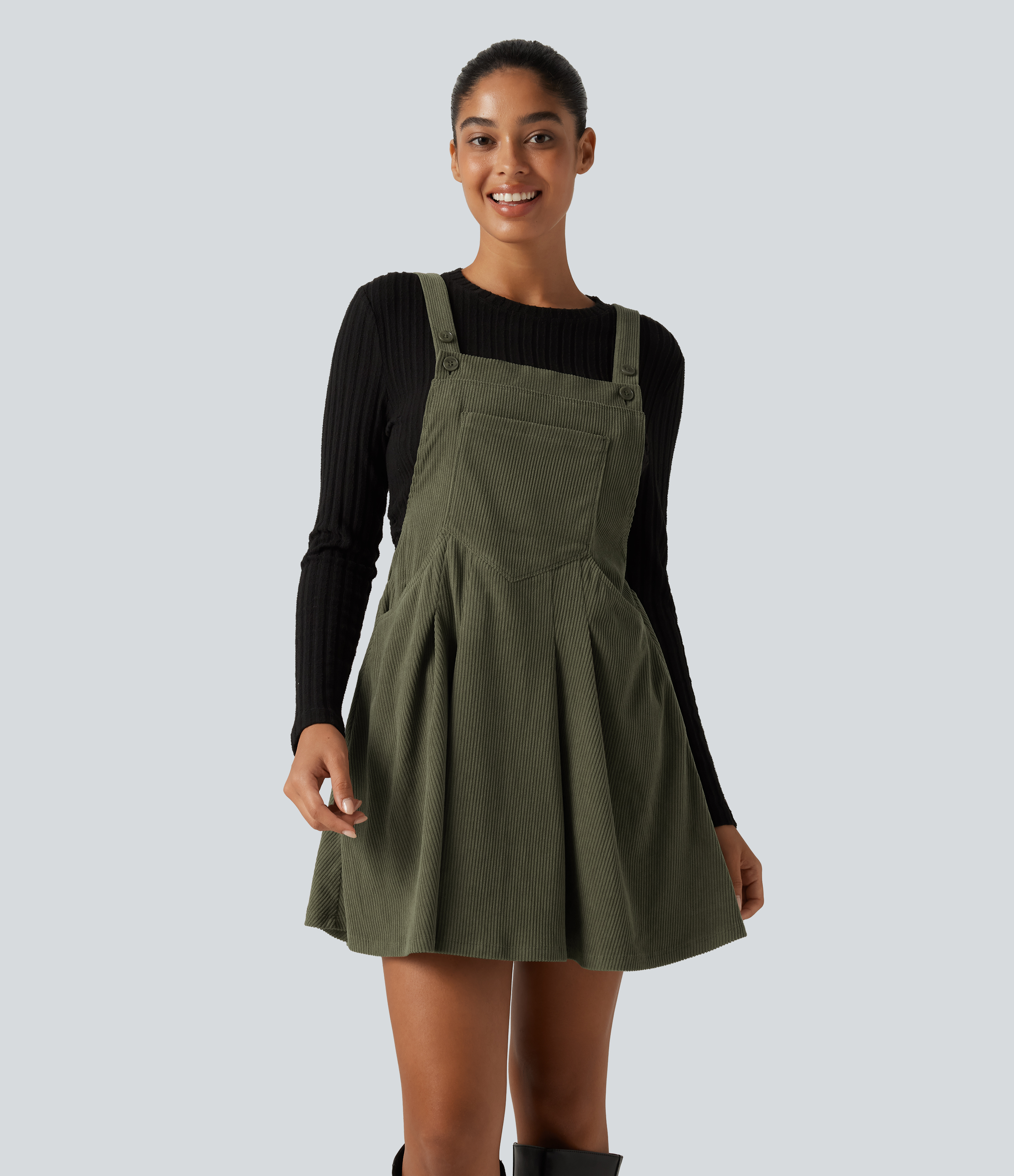 Mini-robe décontractée en velours côtelé avec poches