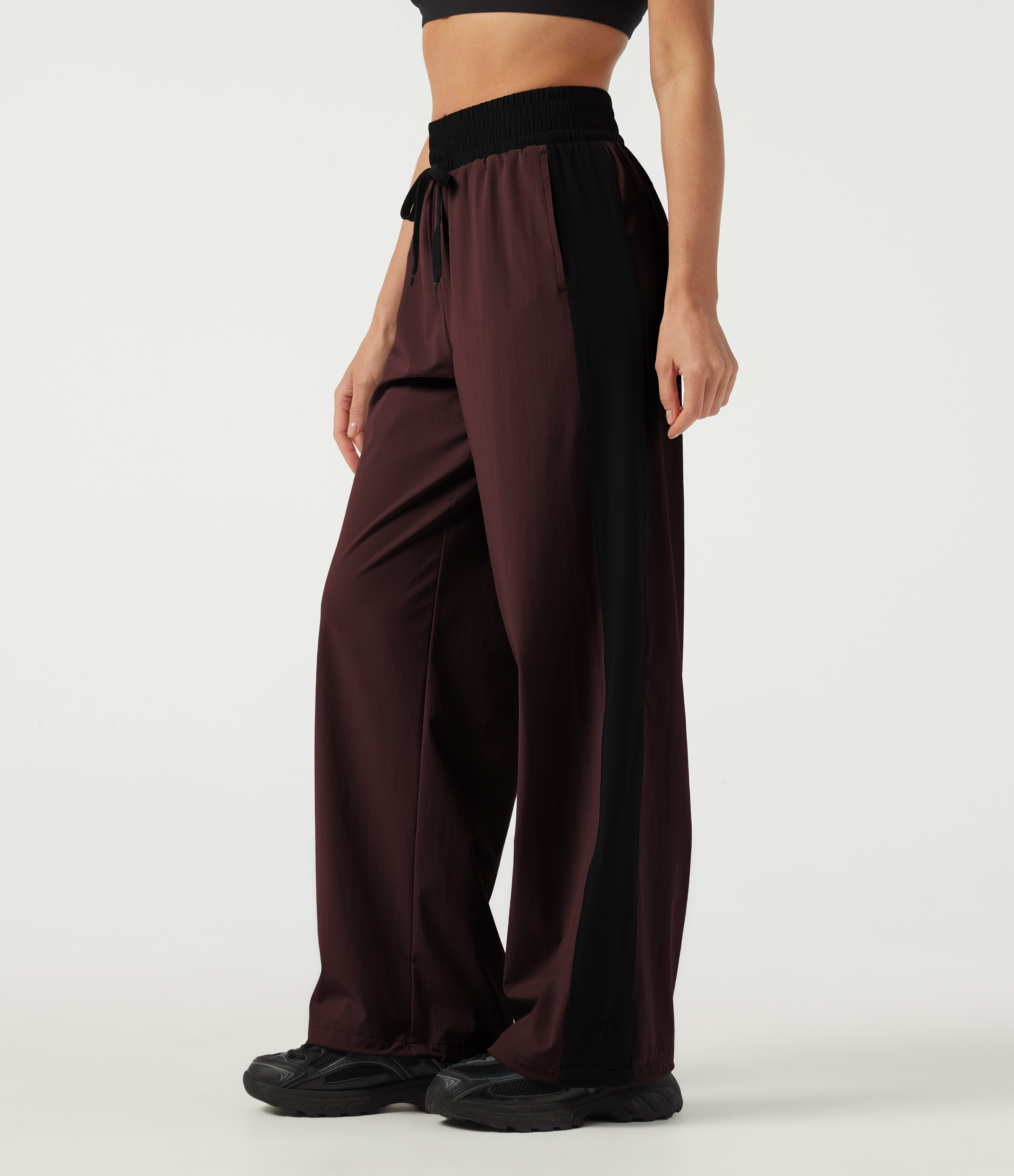 Mid Rise Drawstring Baggy Running Pants with Pockets