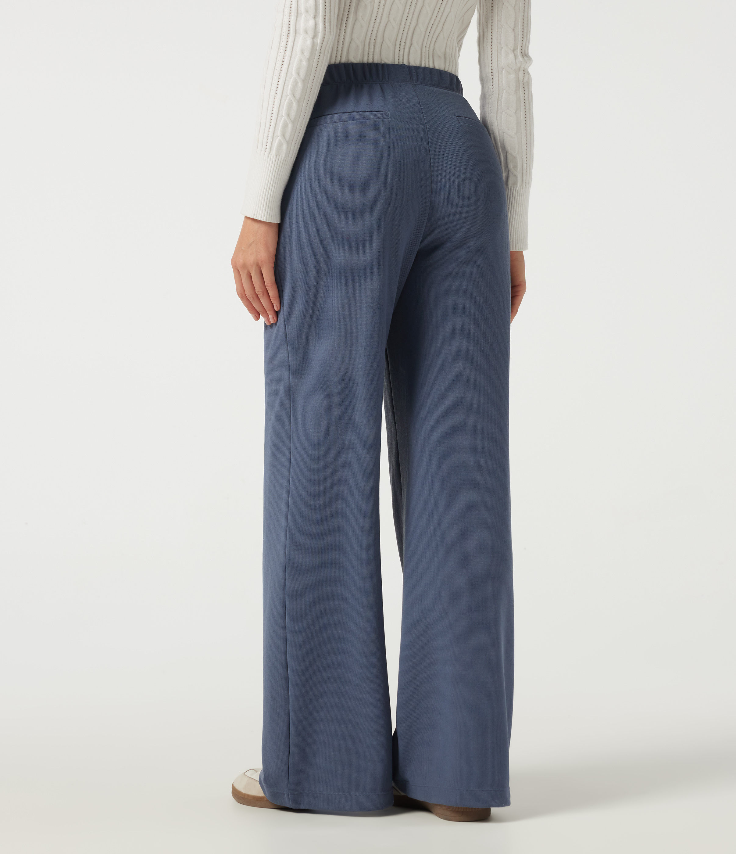 Grisaille Low Rise Wide Leg Waffle Work Pants with Pockets / 2