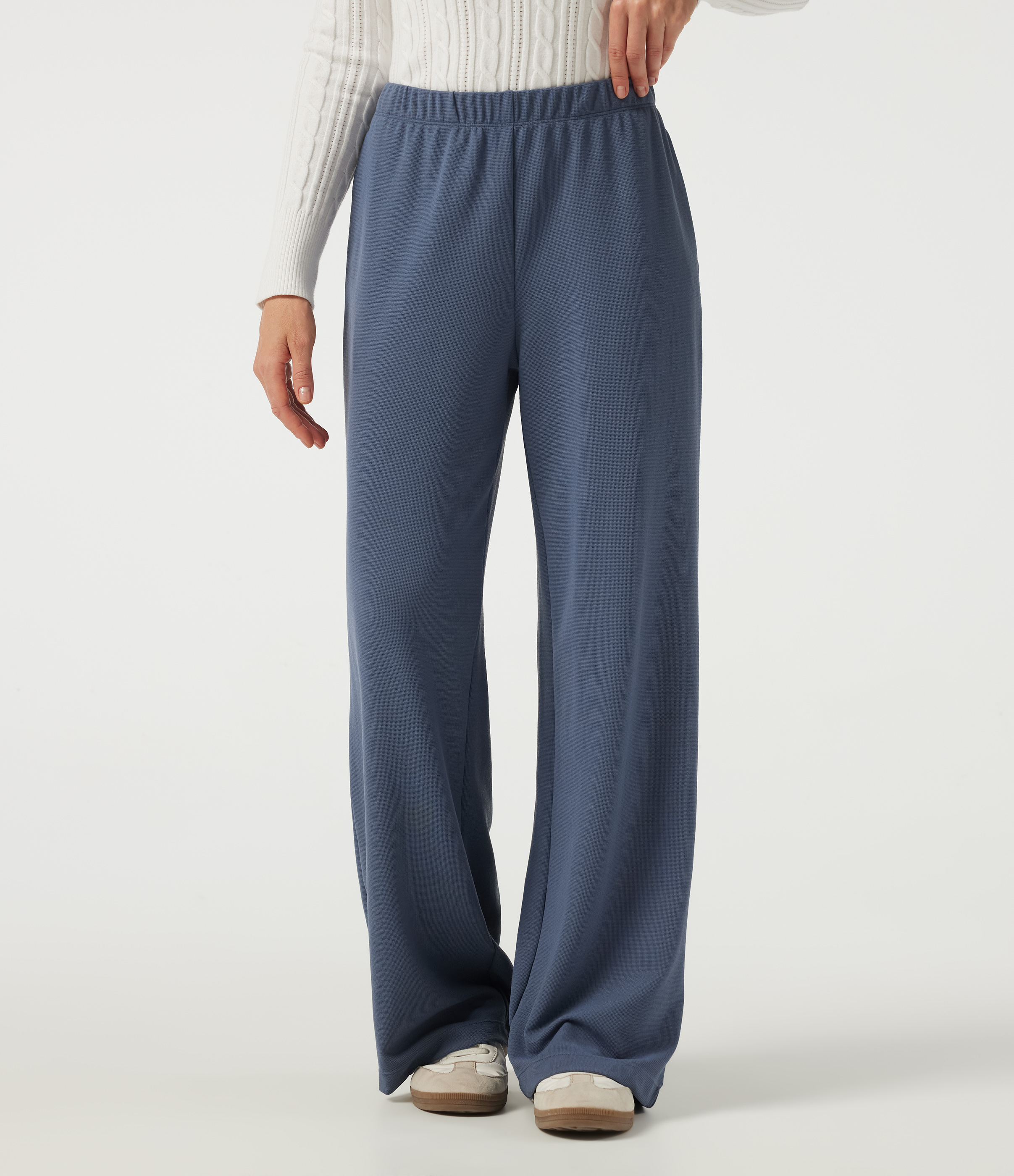 Low Rise Wide Leg Waffle Work Pants with Pockets