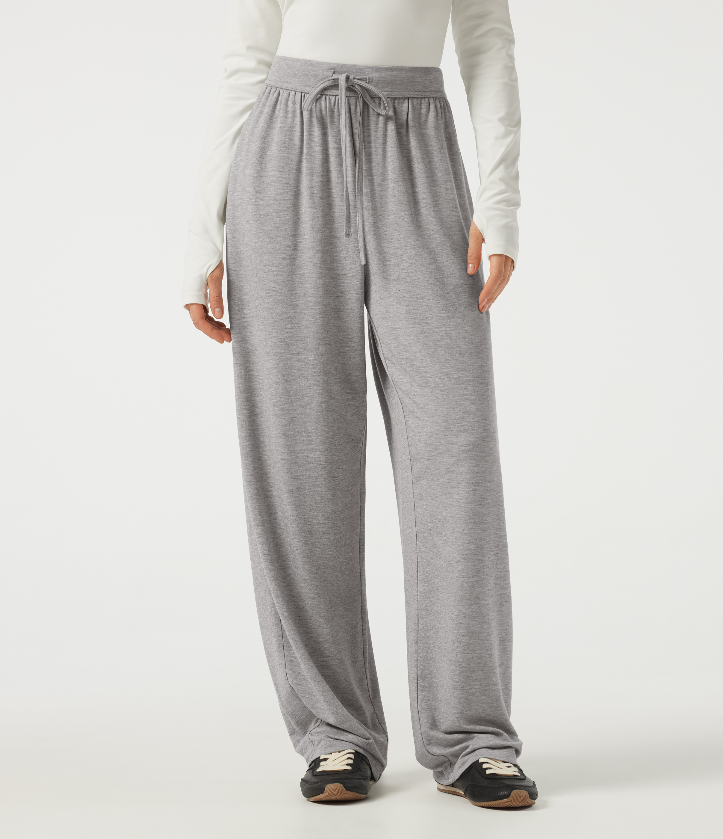 Mid Rise Drawstring Barrel Leg Casual Pants with Pockets