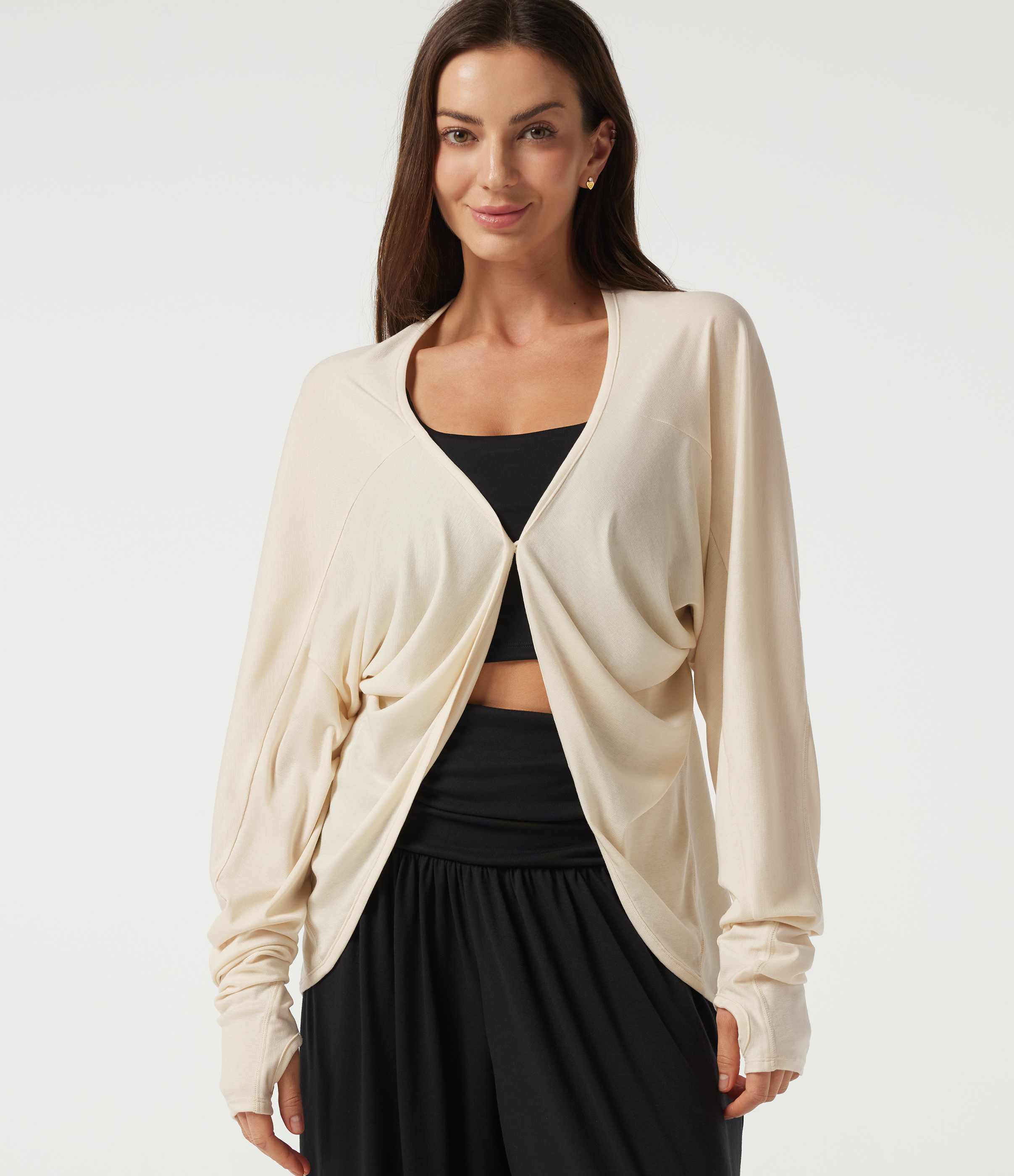 Batwing Long Sleeve Casual Cardigan with Thumbholes