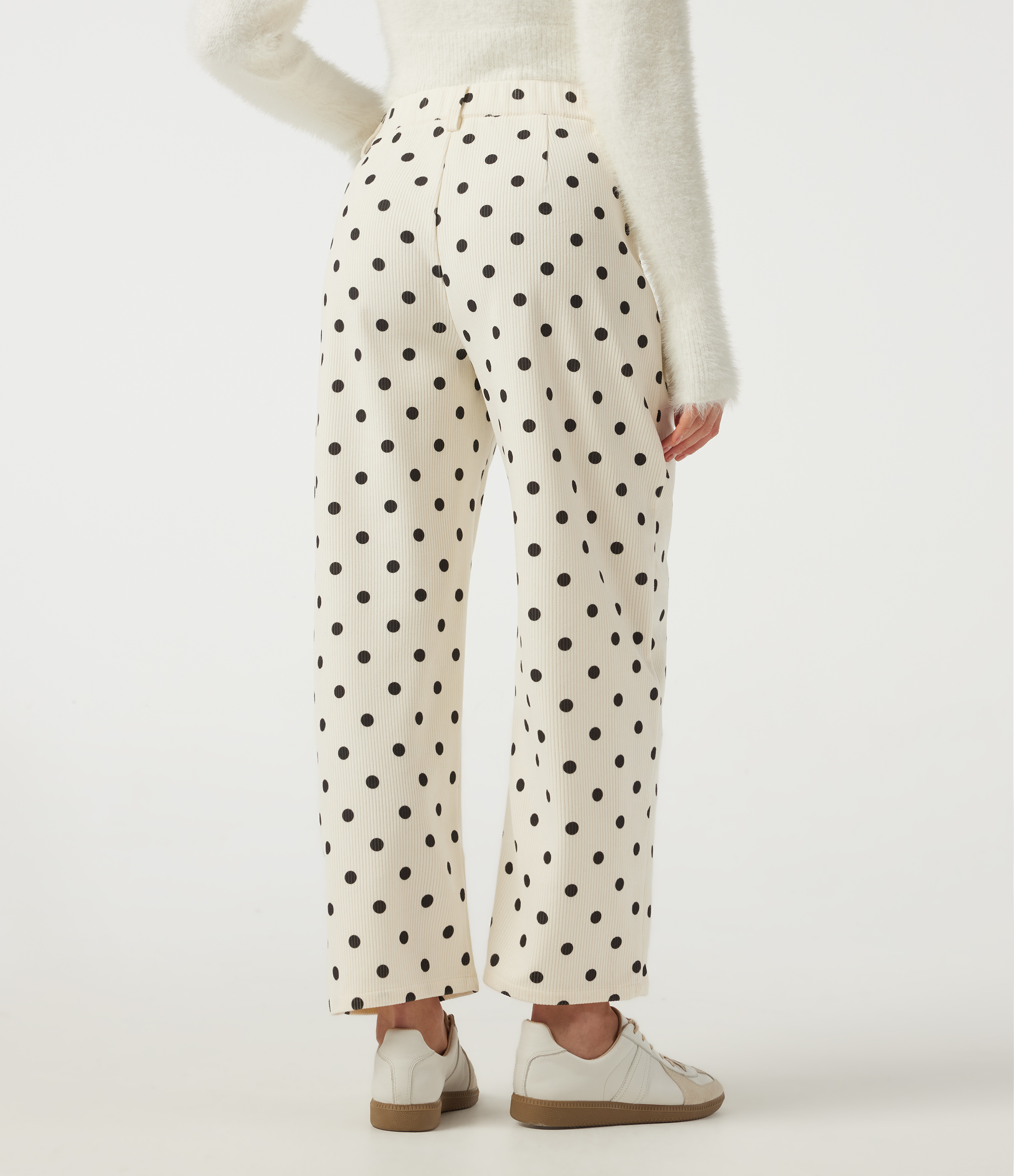 Prelude Dot Pantalon en velours côtelé coupe barrel taille mi-haute à pois avec poches / 2