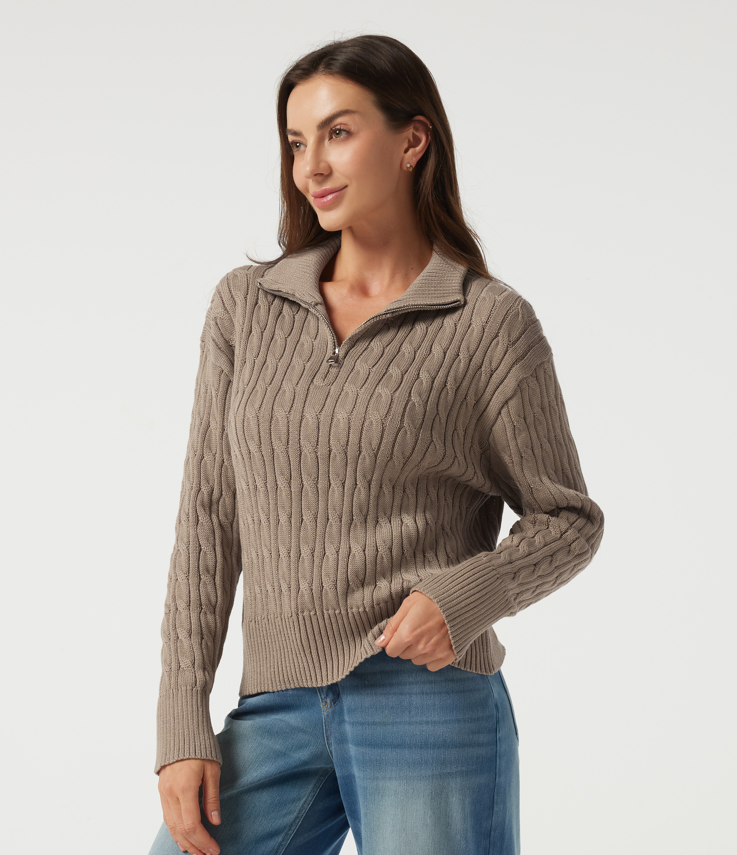Mock Neck Long Sleeve Work Sweater