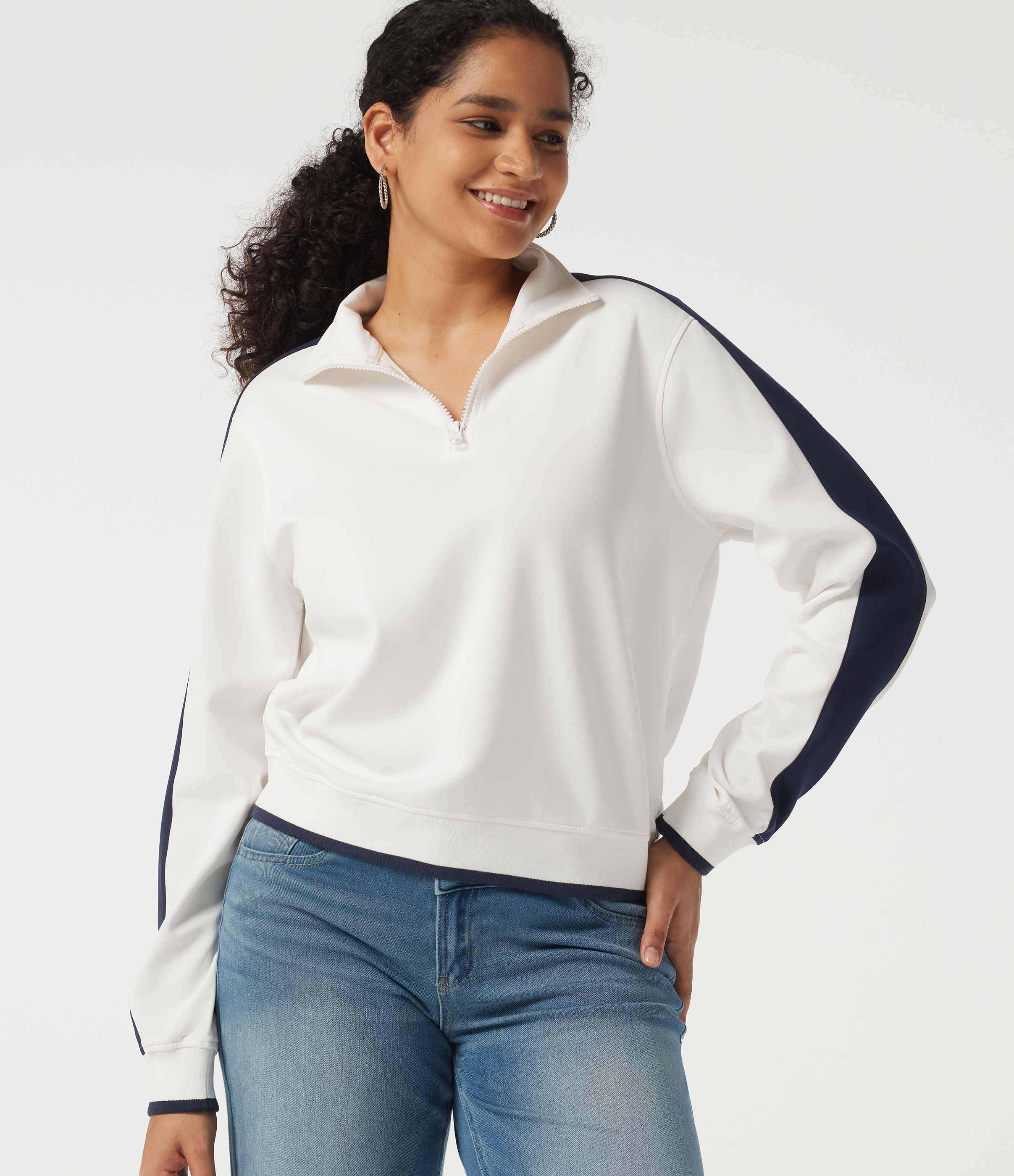 Mock Neck Long Sleeve Half Zip Casual Sports Sweatshirt