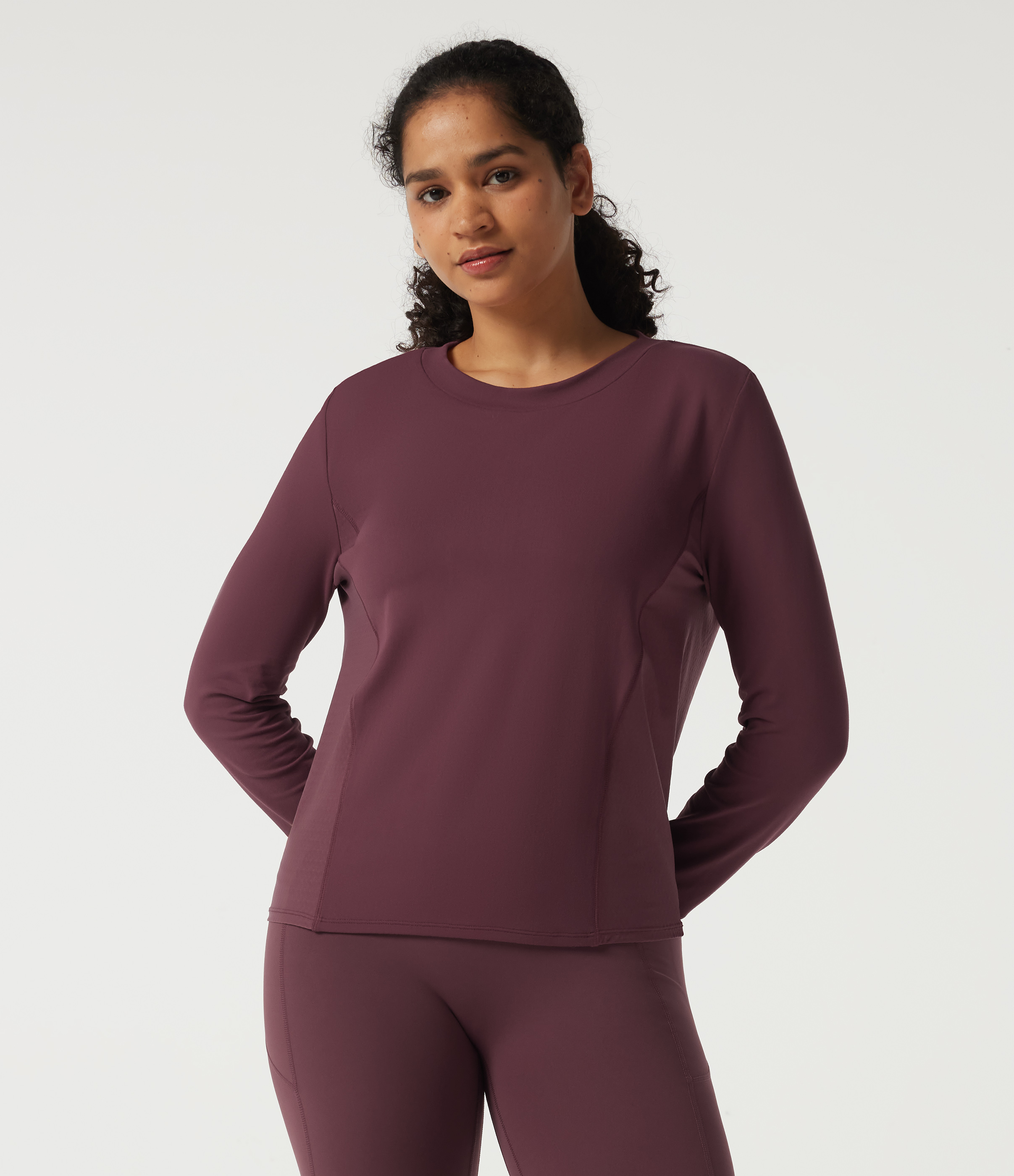 Round Neck Long Sleeve Contrast Mesh Quick Dry Workout Sweatshirt
