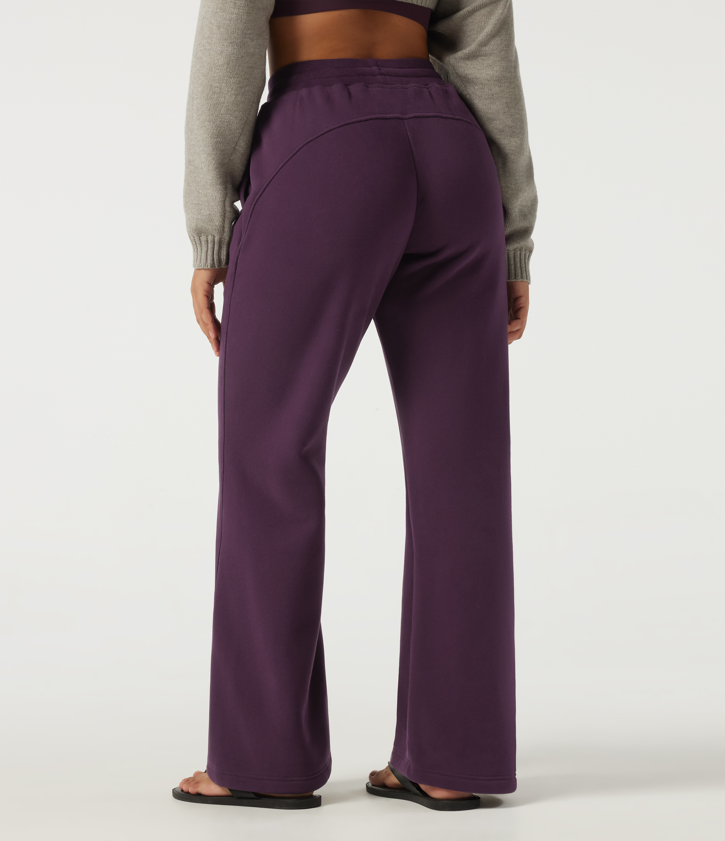 Italian Plum Jogging baggy en coton doublé polaire taille haute, avec cordon de serrage et poches / 2