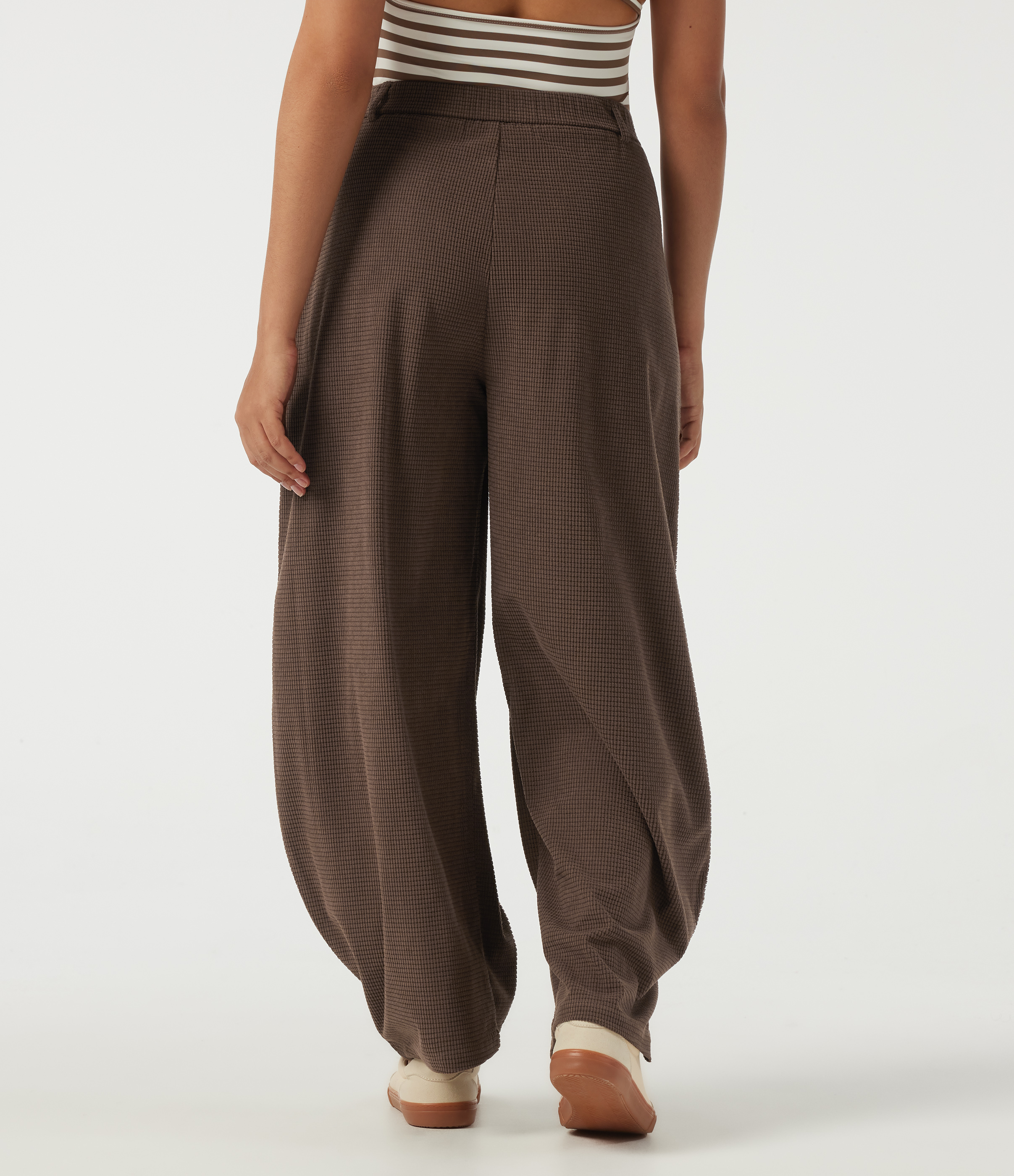 Chestnut High Waisted Barrel Leg Corduroy Casual Pants with Pockets / 2