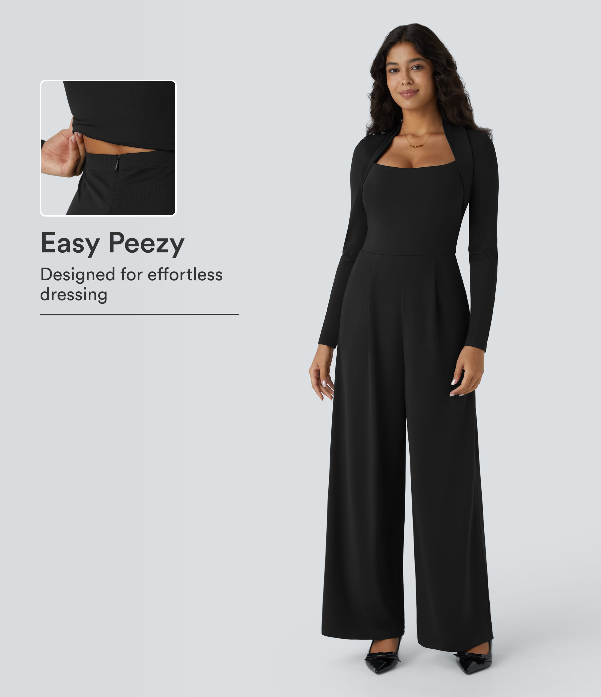 Long Sleeve Pocket Wide Leg Jumpsuit-Easy Peezy
