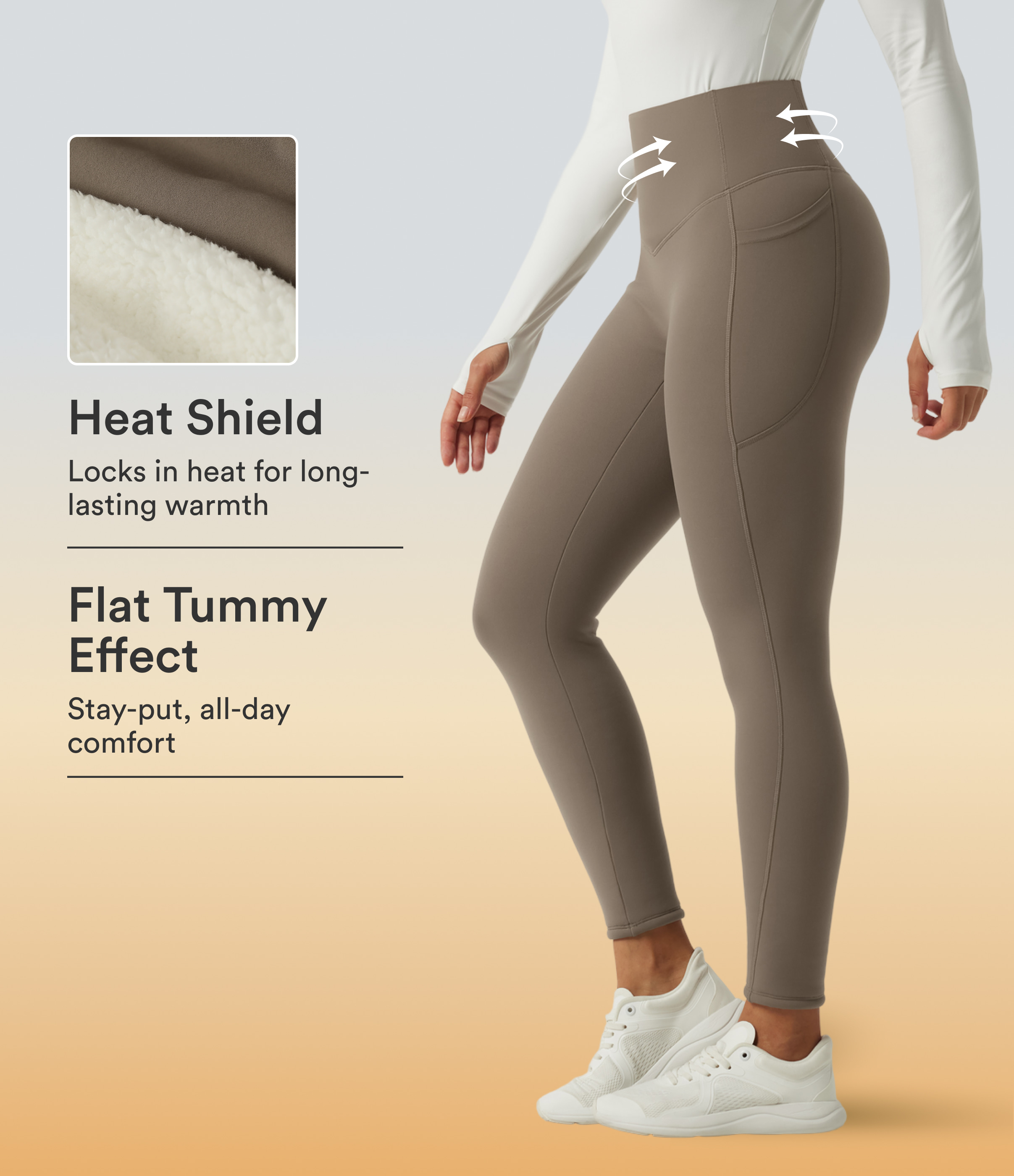 Halara UltraSculpt™ High Waisted Tummy Control Fleece Yoga Leggings with Pockets