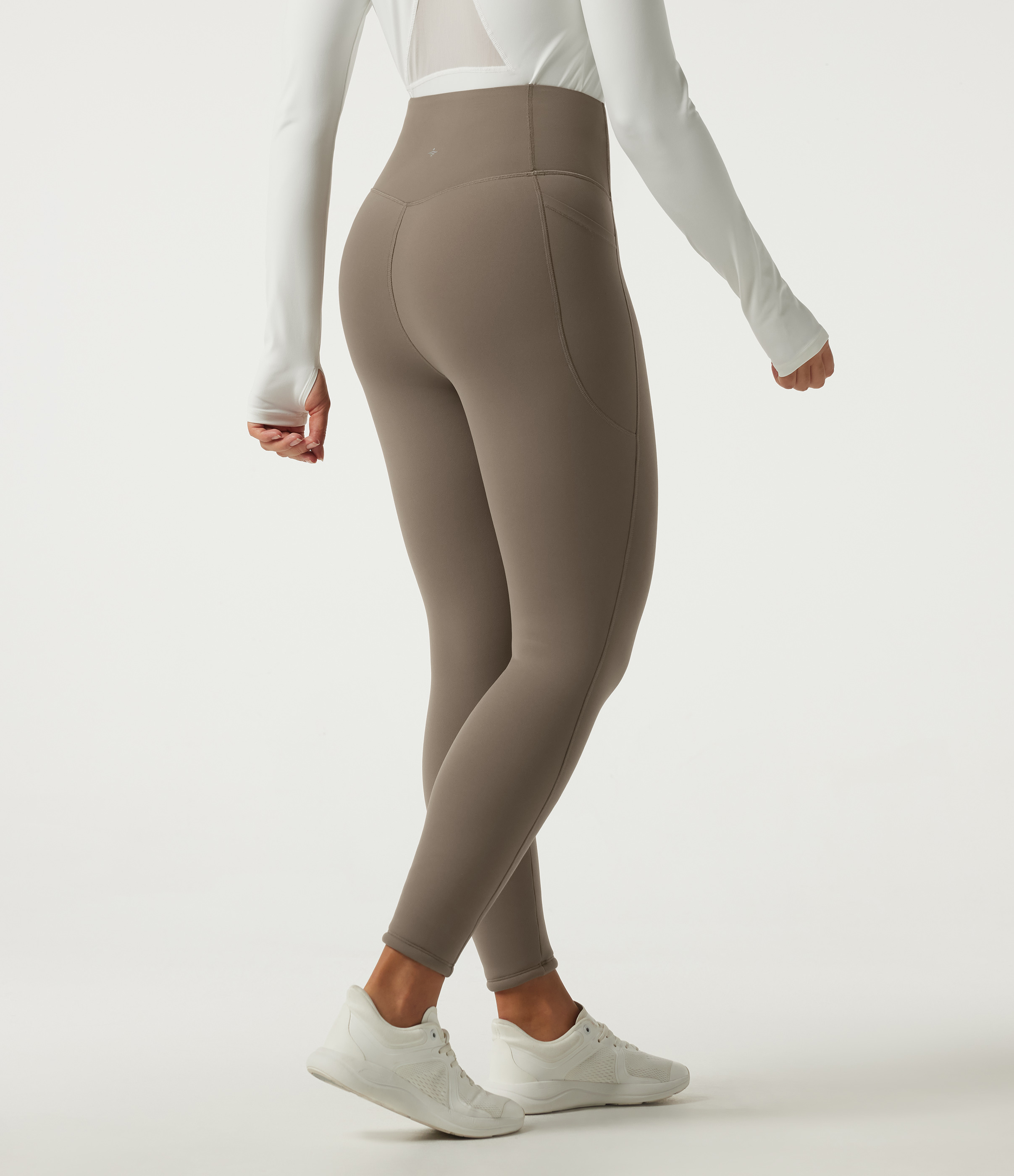 Dawn Brown Halara UltraSculpt™ High Waisted Tummy Control Fleece Yoga Leggings with Pockets / 2