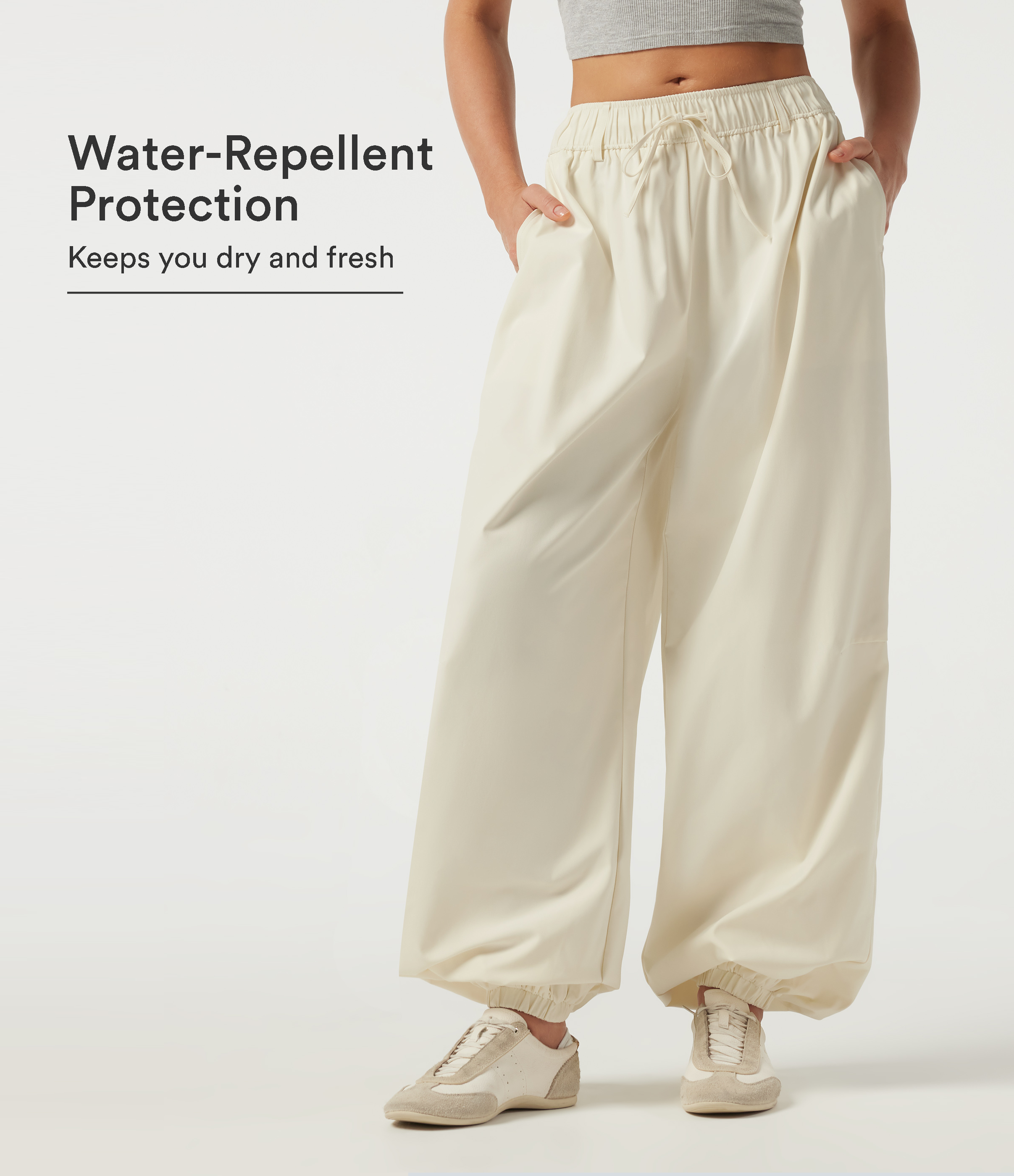 Water Repellent Wear-Resistant Low Rise Drawstring Casual Joggers with Pockets