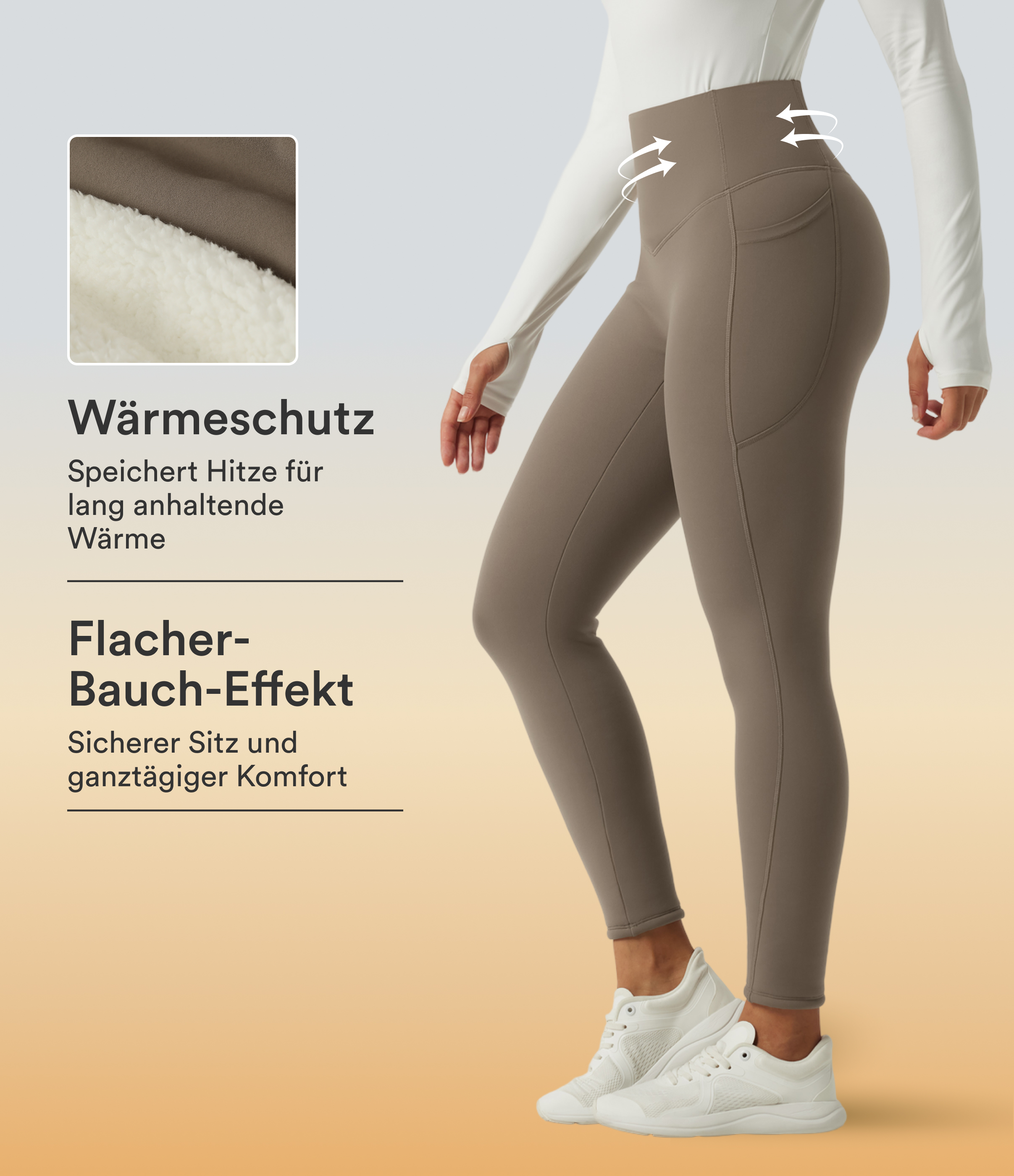 Halara UltraSculpt™ - Fleece-Yoga-Leggings mit hohem Bund, Seitentaschen und Bauchkontrolle