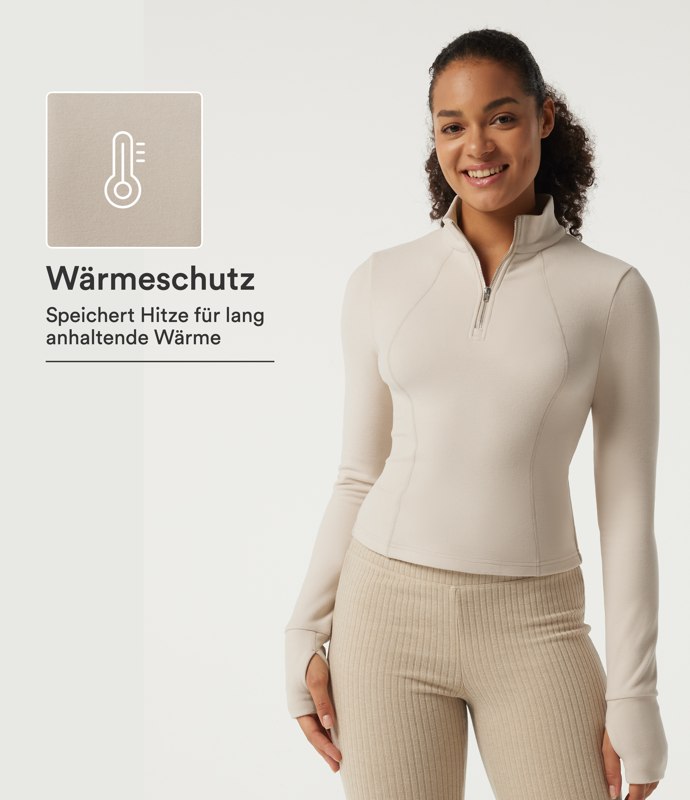 Gray Morn Lässige Fleece-Jacke mit Stehkragen und langen Ärmeln / 1