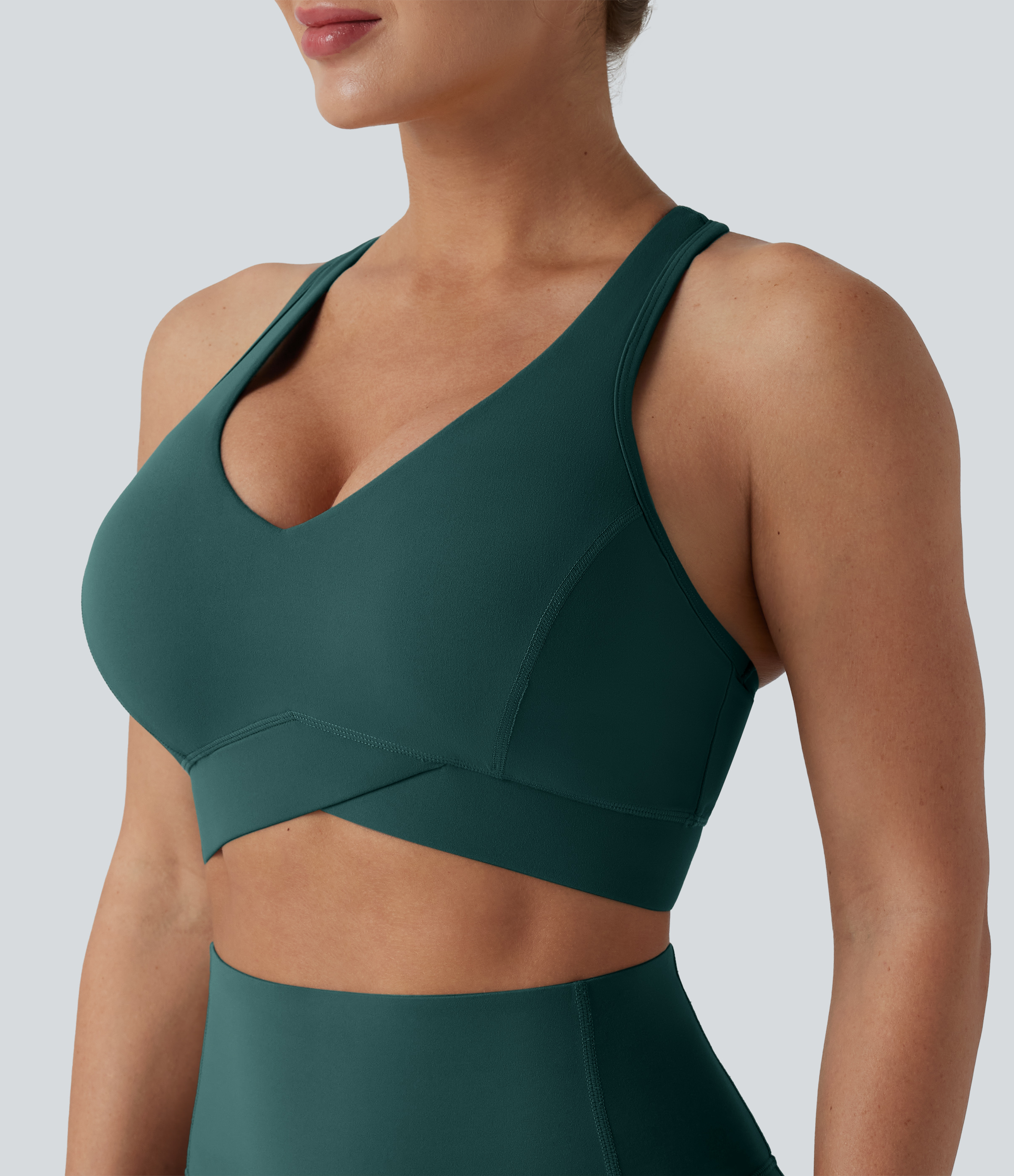 Halara UltraSculpt™ Light Support V Neck Racerback Running Sports Bra DD-F Cups