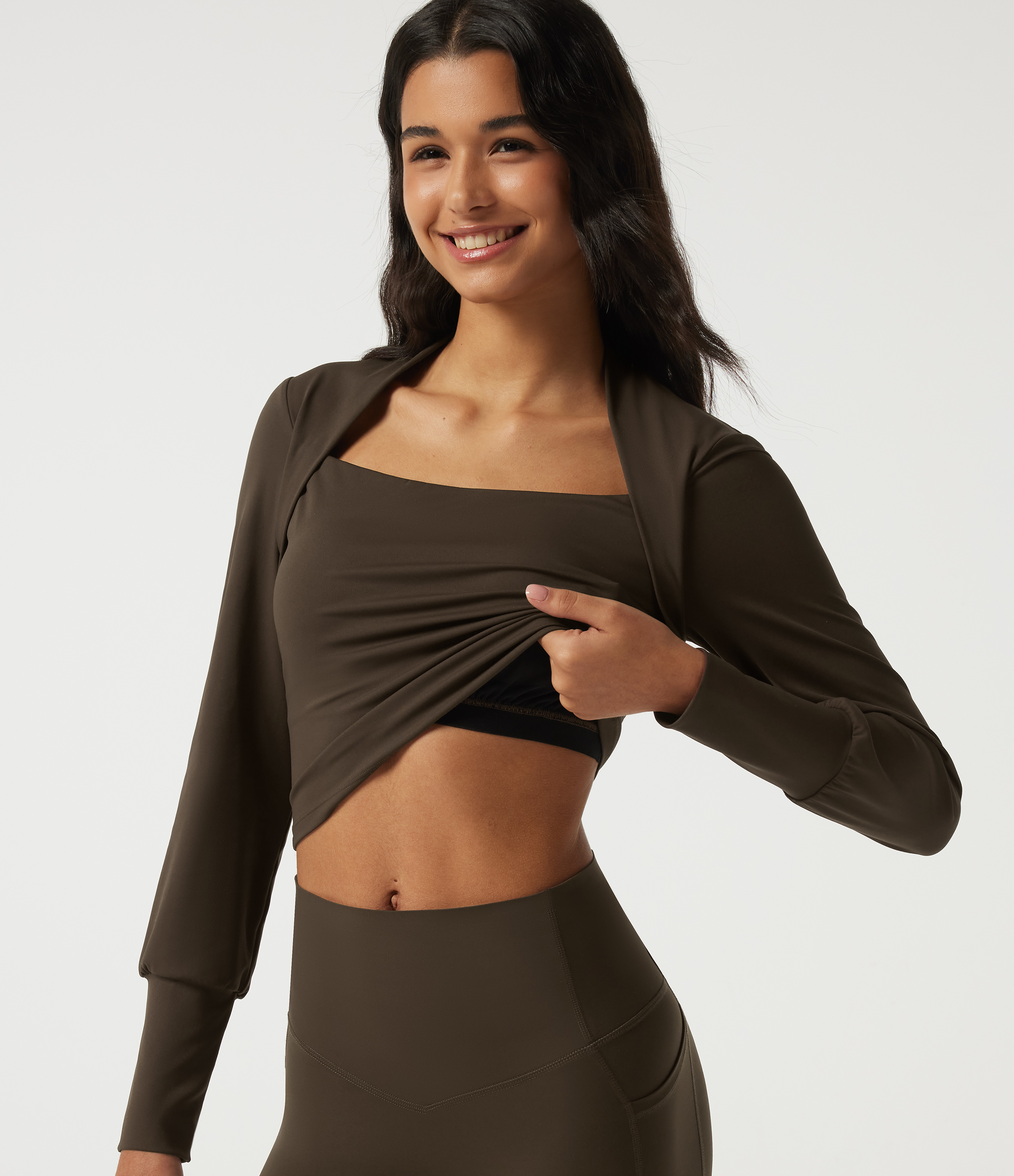 SoftlyZero™ Airy Square Neck Long Sleeve Built-in Bra InstantCool Yoga Sports Top