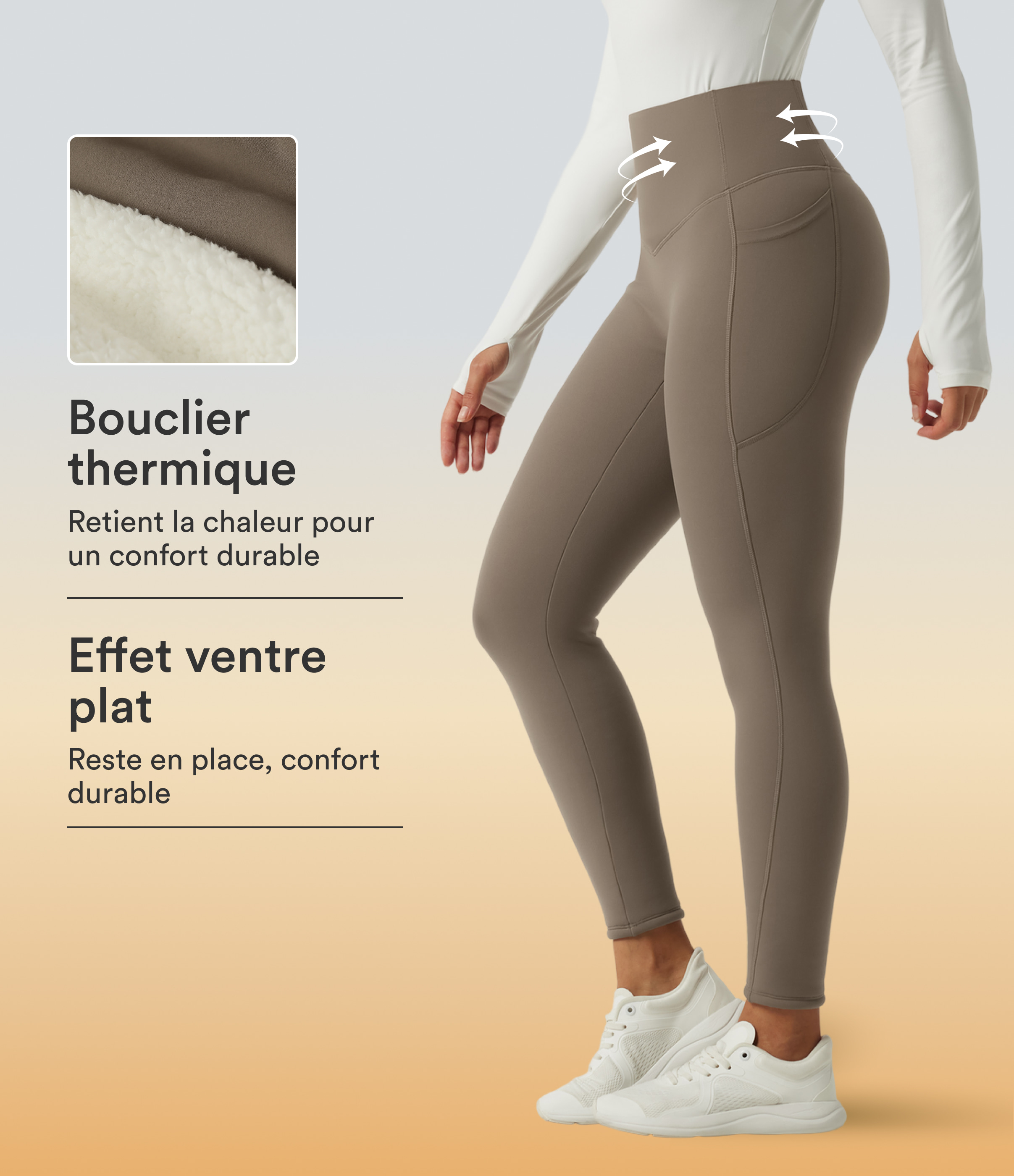 Legging de yoga gainant Halara UltraSculpt™ Heat taille haute doublé polaire avec poches