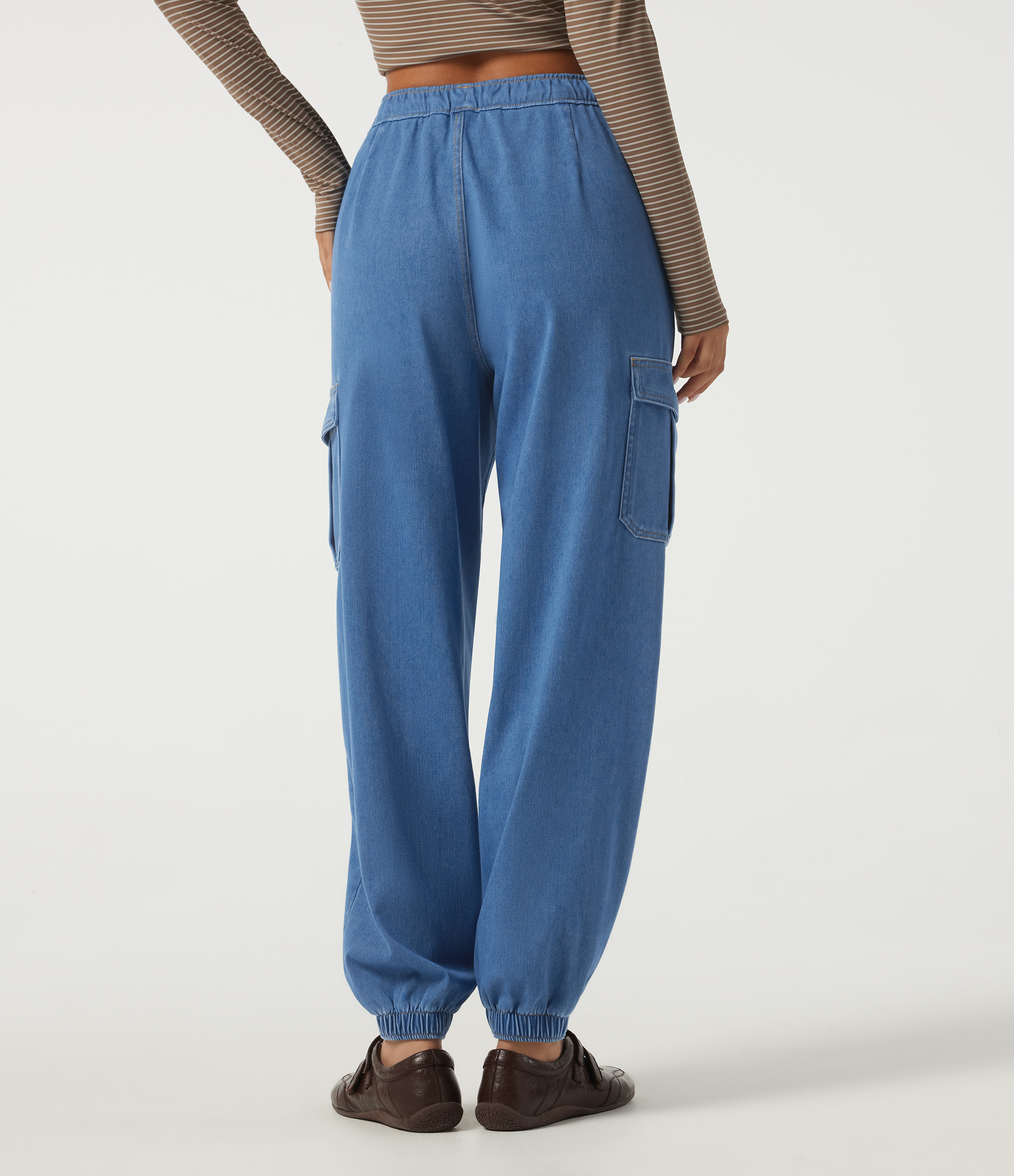 Gulf Stream Blue Denim Halara Flex™ mid-rise denim joggers van katoen met trekkoord en zakken, casual / 2