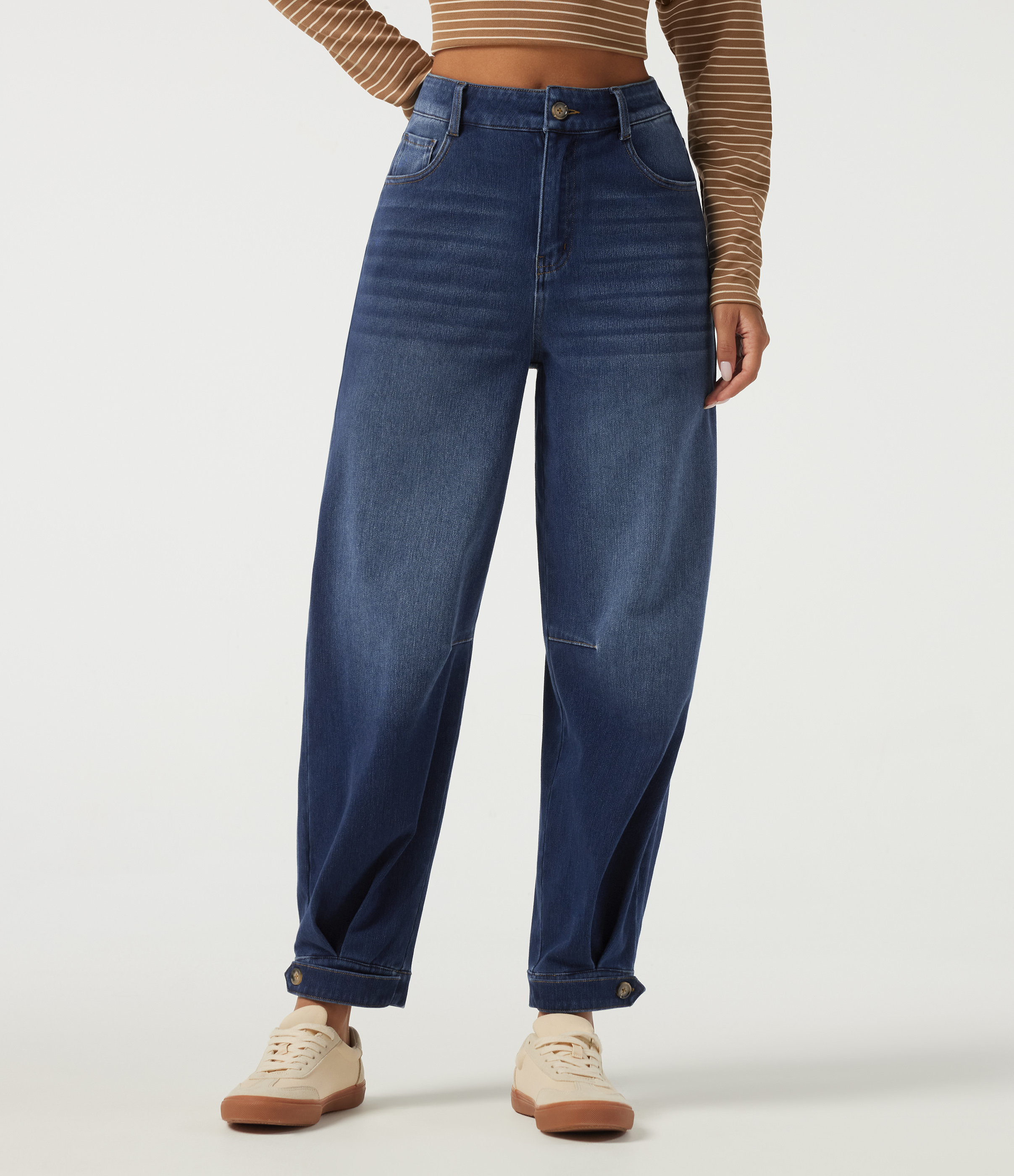 Halara Flex™ High Waisted Barrel Leg Casual Cotton Jeans with Pockets