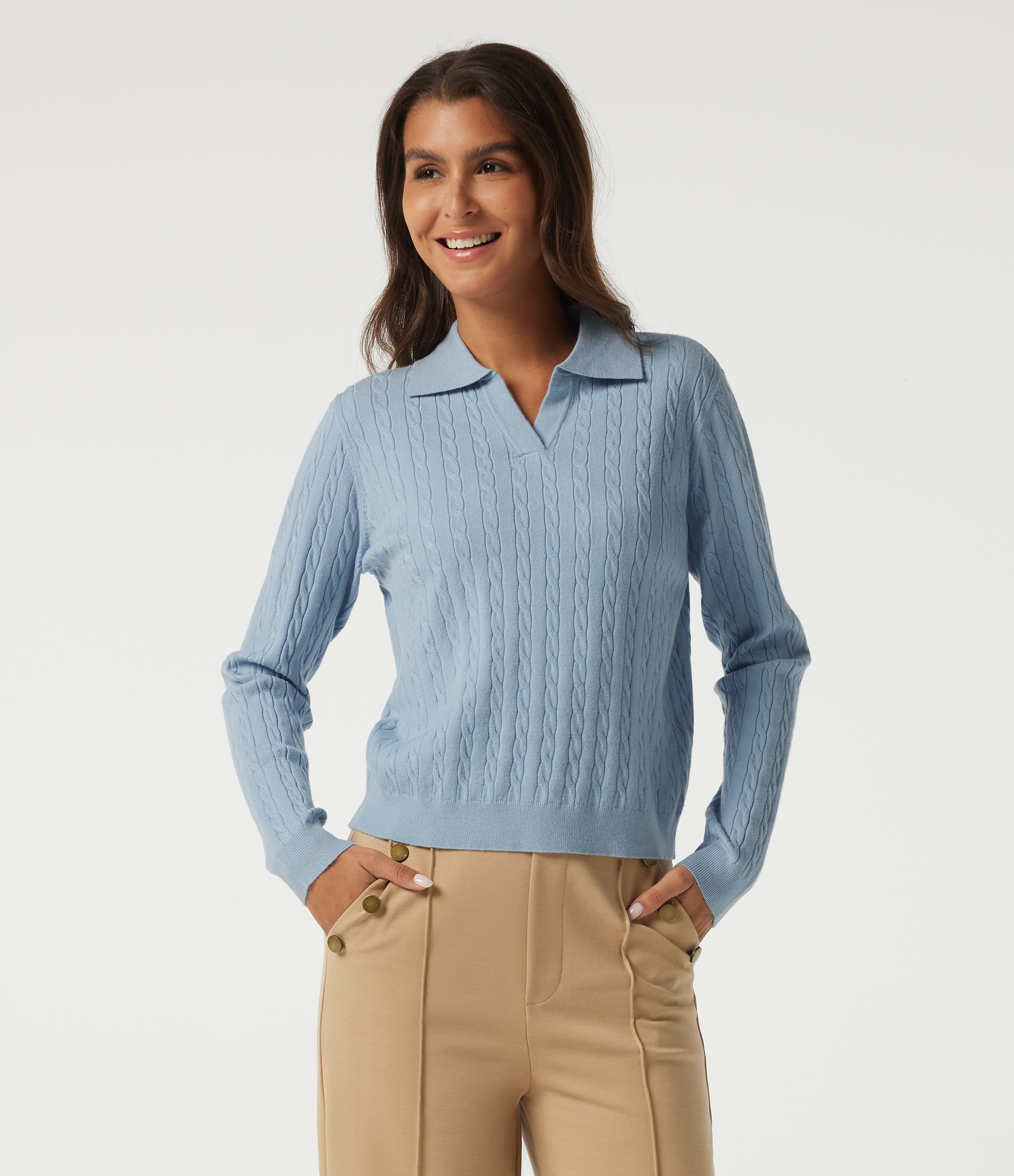 Polo Neck Long Sleeve Work Sweater