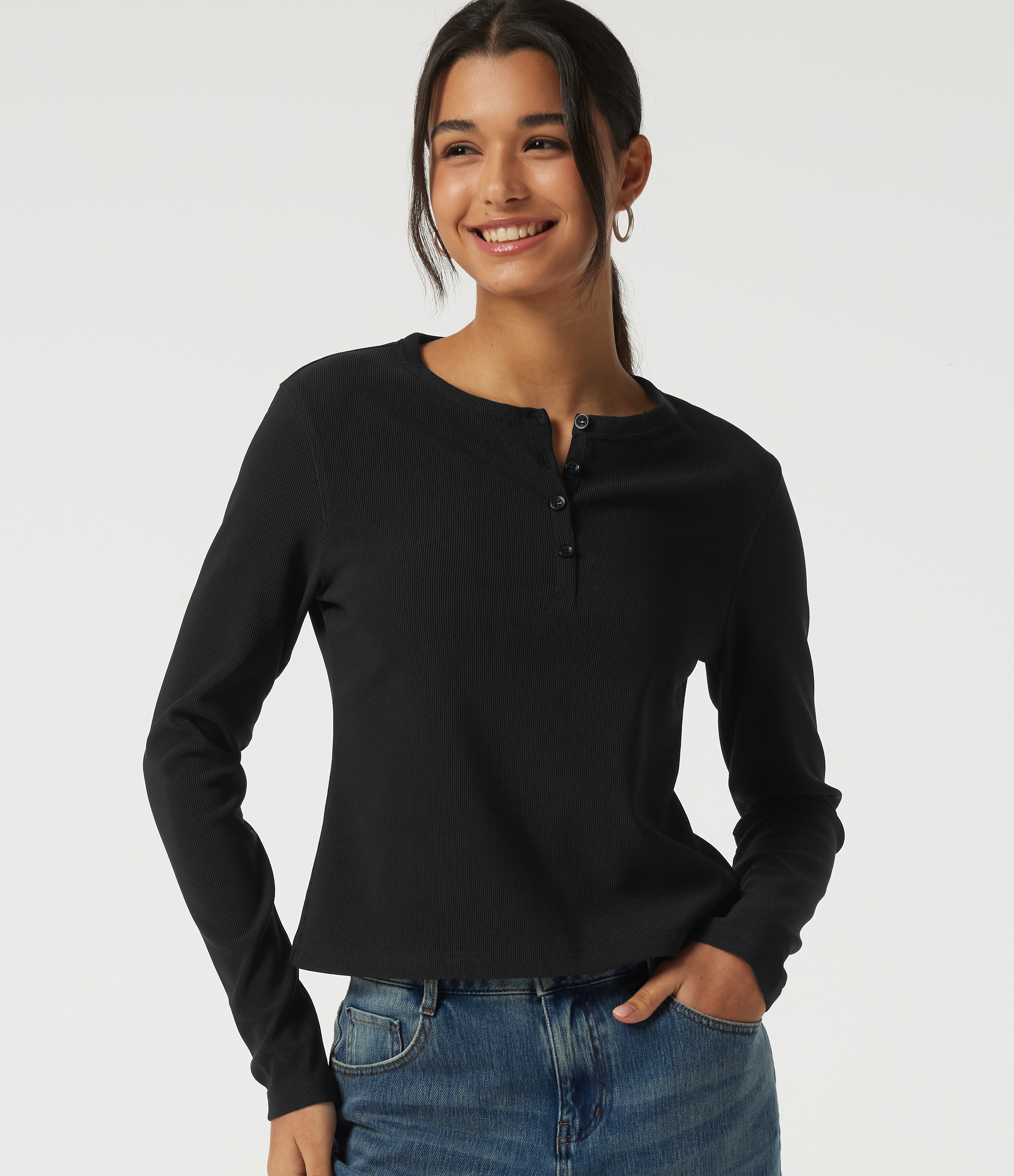 Halara Henley Neck Long Sleeve Yoga Sports Top