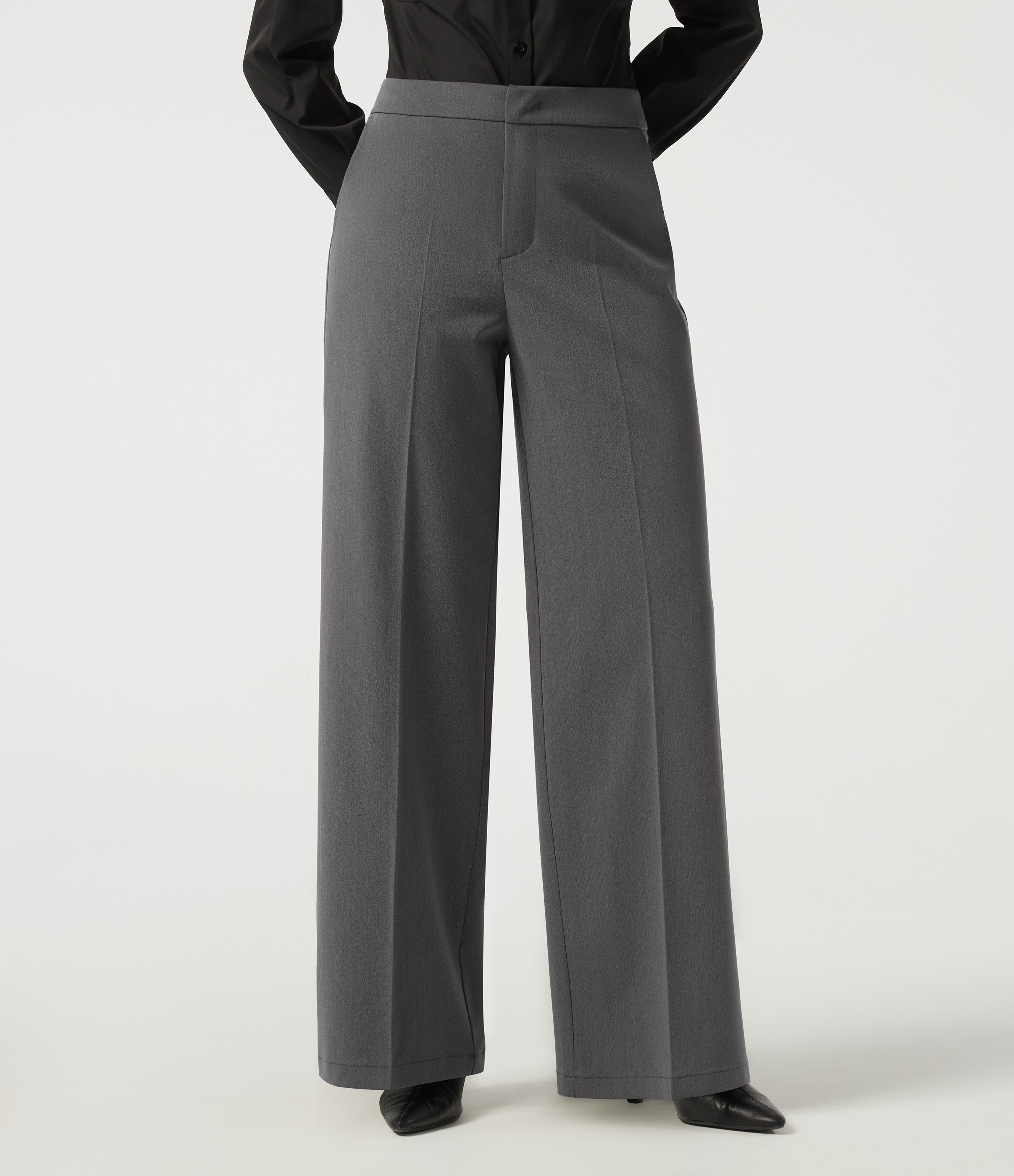 Mid Rise Straight Leg Work Pants with Pockets