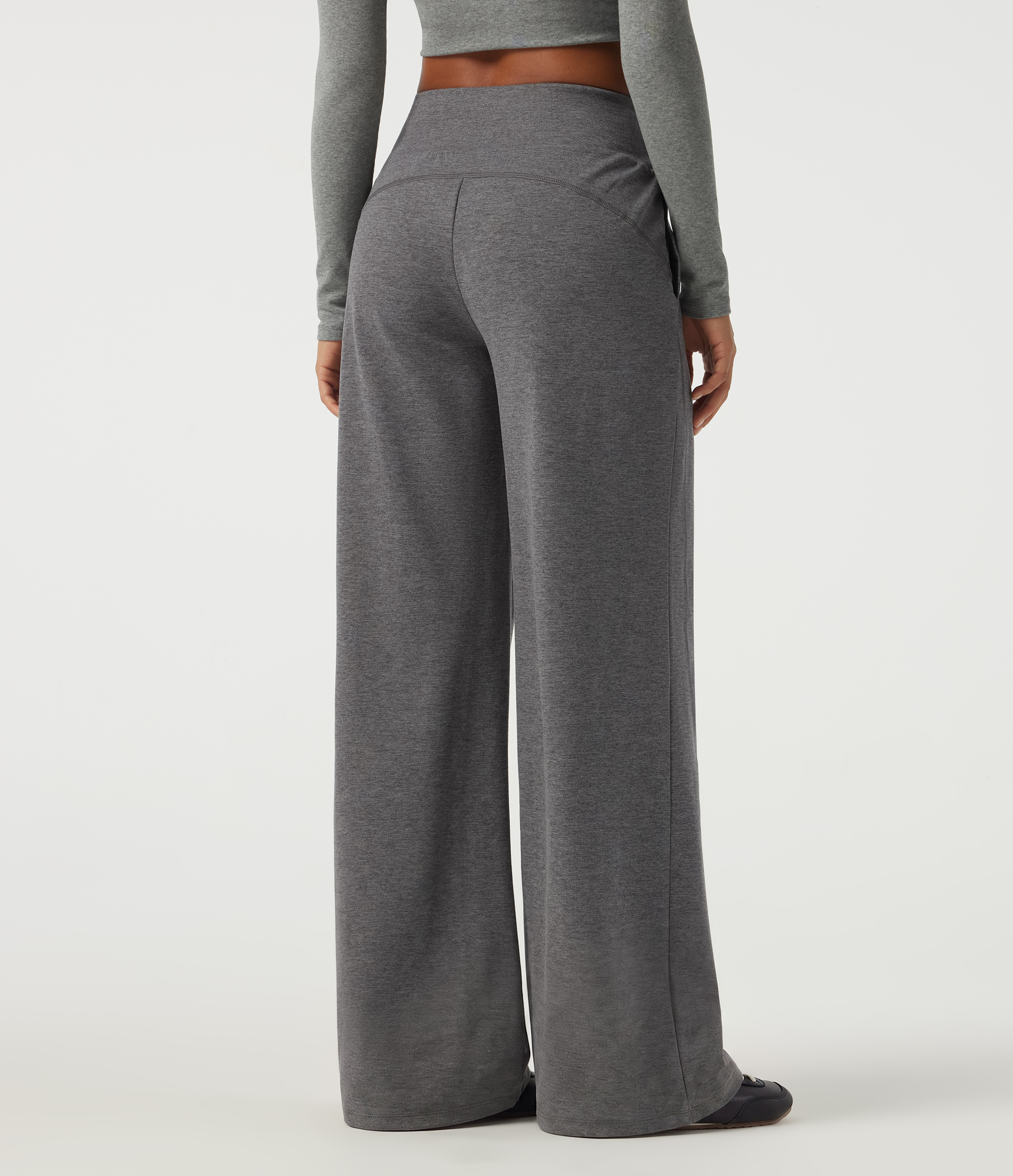 Dusky Charcoal Mid Rise Drawstring Baggy Quick Dry Casual Sweatpants with Pockets / 2