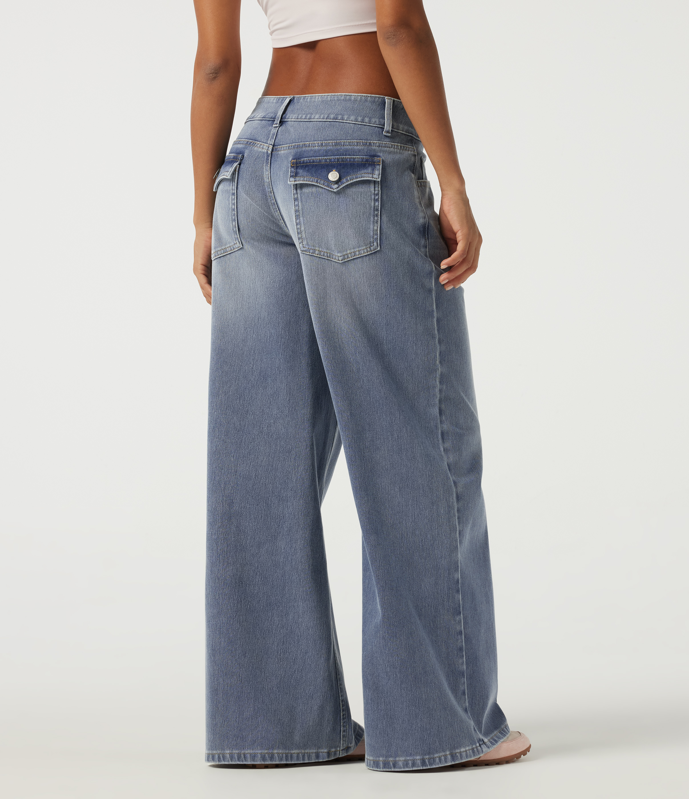 Vallarta Blue Denim Halara Flex™ Low Rise Baggy Casual Cotton Jeans with Pockets / 2