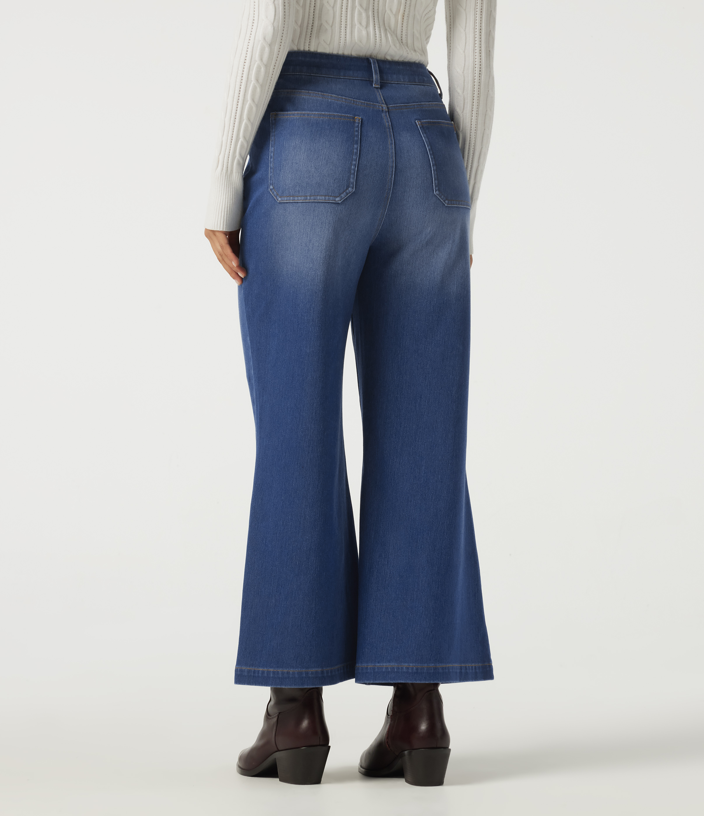 Baja Blue Denim Halara Flex™ Mid Rise Relaxed Casual Flare Jeans with Pockets / 2