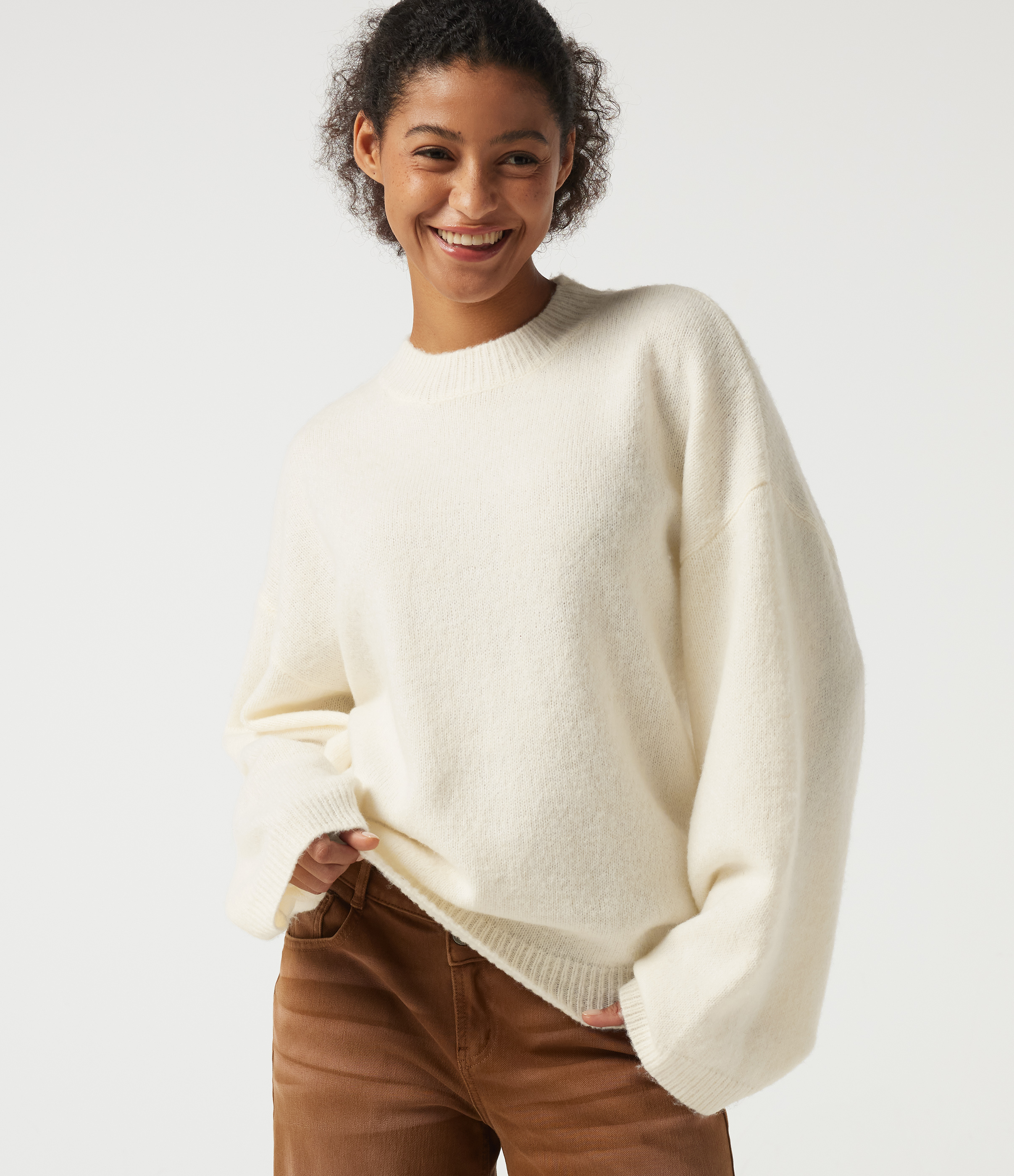 Stand Collar Long Sleeve Work Sweater