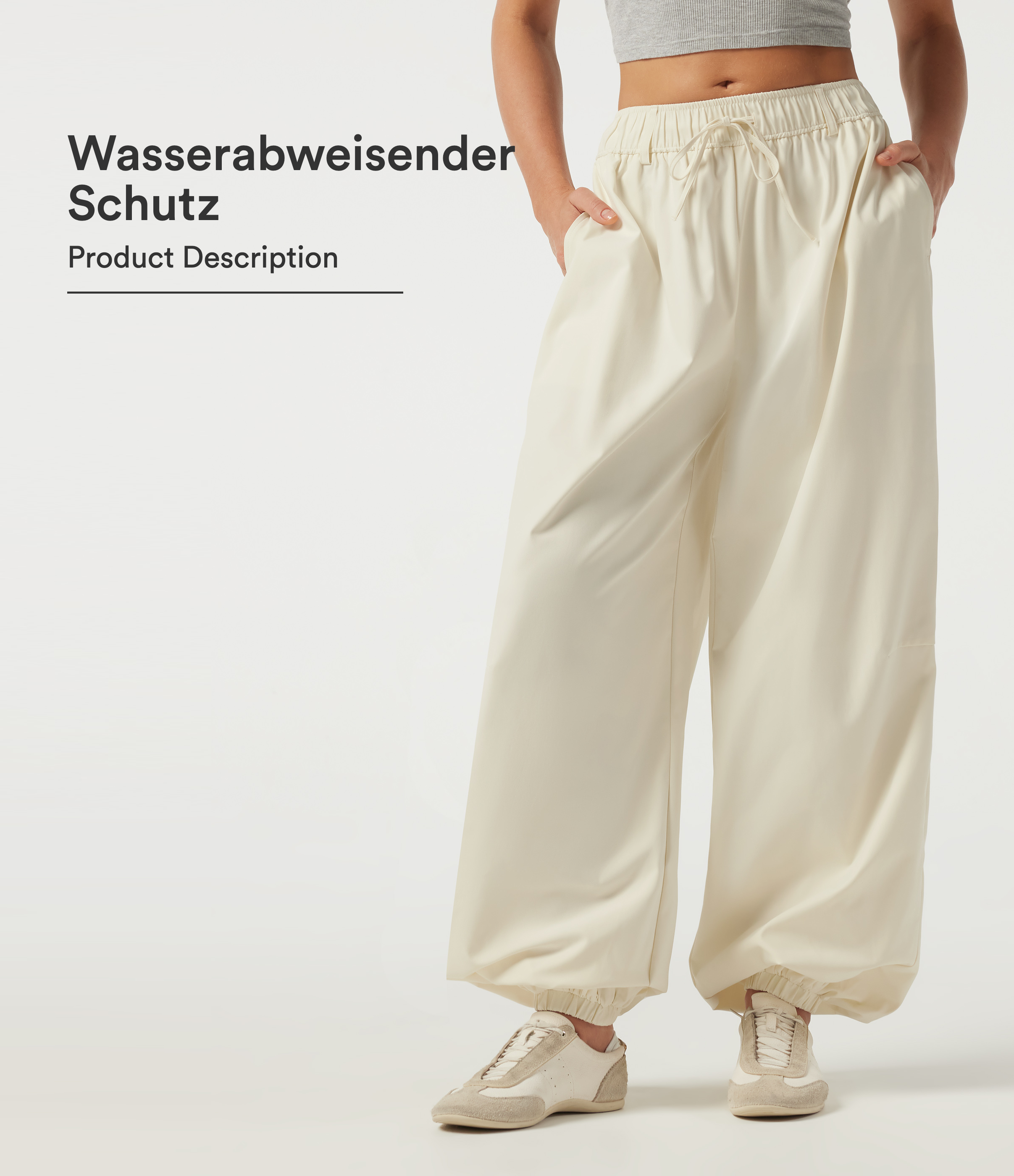 Lässige Jogginghose mit niedrigem Bund, Seitentaschen und Kordelzug - wasserabweisend, strapazierfähig