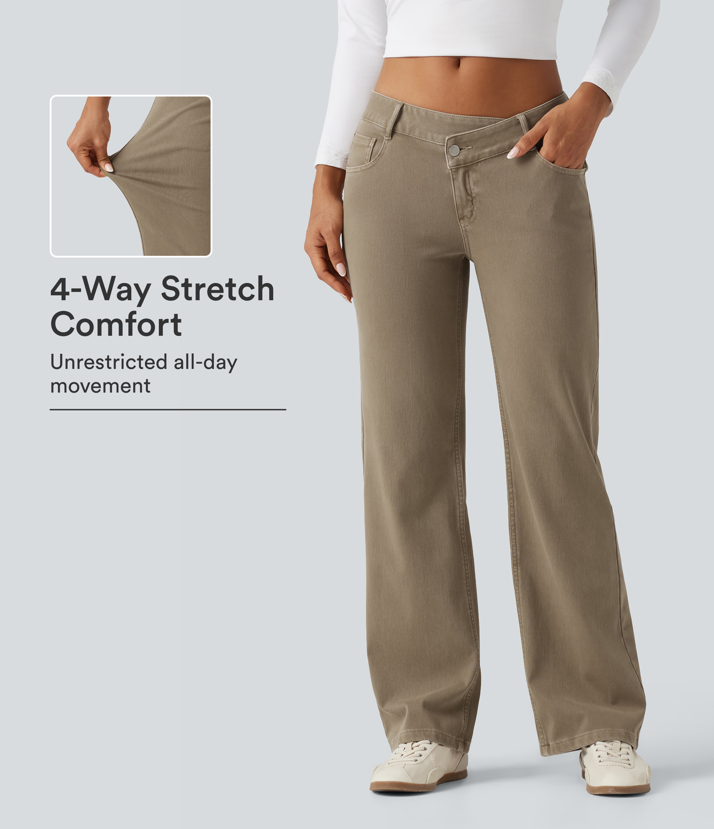 Halara Flex™ Low Rise Asymmetric Straight Leg Colorful Casual Jeans with Pockets