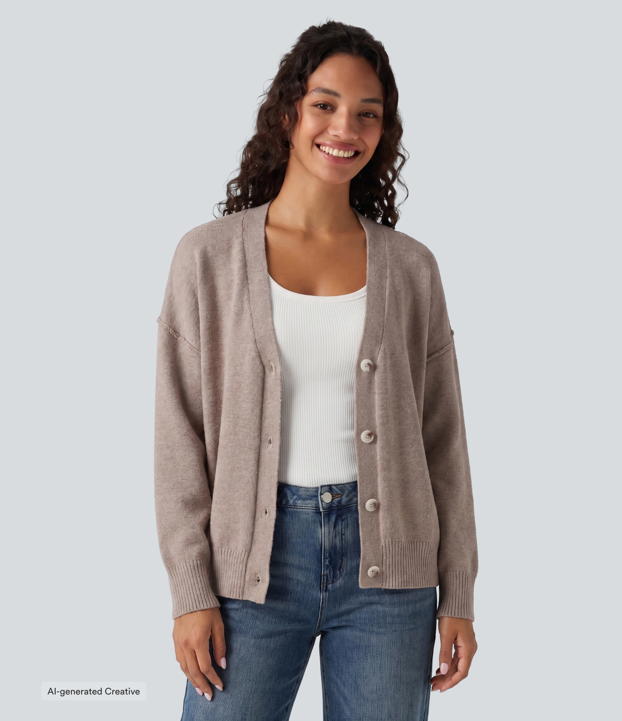 Lässiger Cardigan mit langen Ärmeln und überschnittenen Schultern