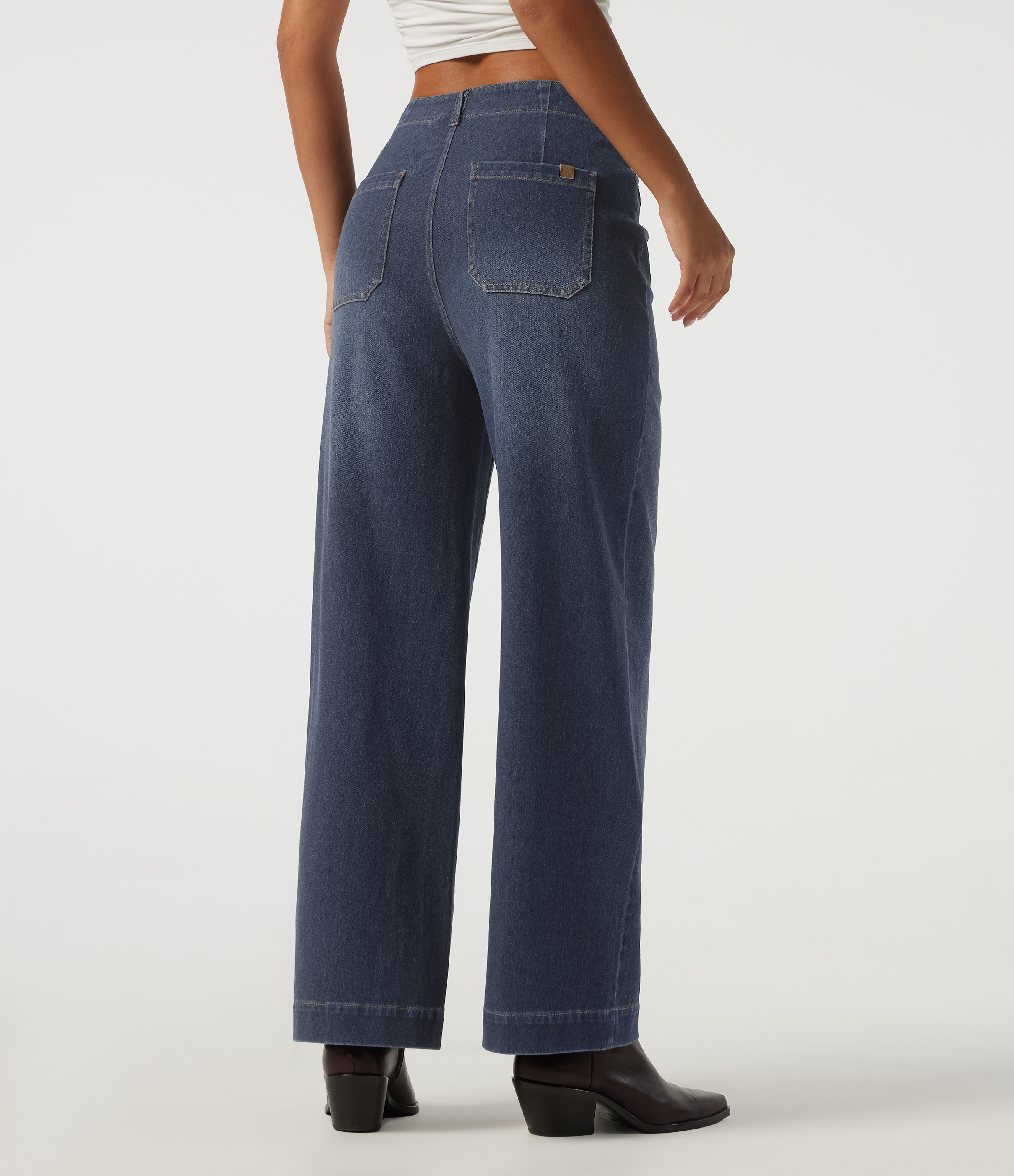 Estate Blue Denim Halara Flex™ High Waisted Straight Leg Casual Jeans with Pockets / 2