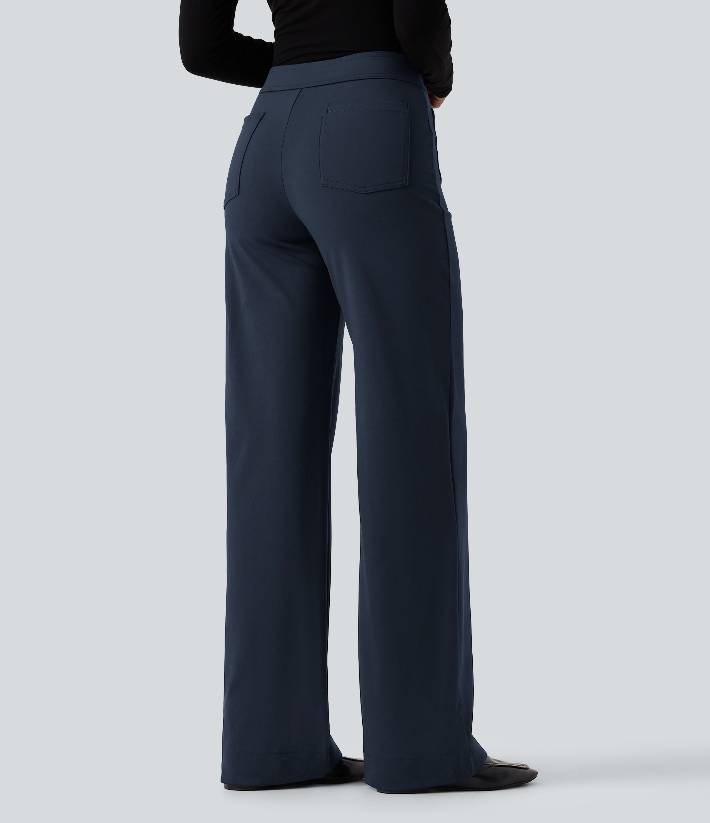 Midnight Blue Halara Flex™ DayStretch Low Rise Straight Leg Work Pants with Pockets / 2