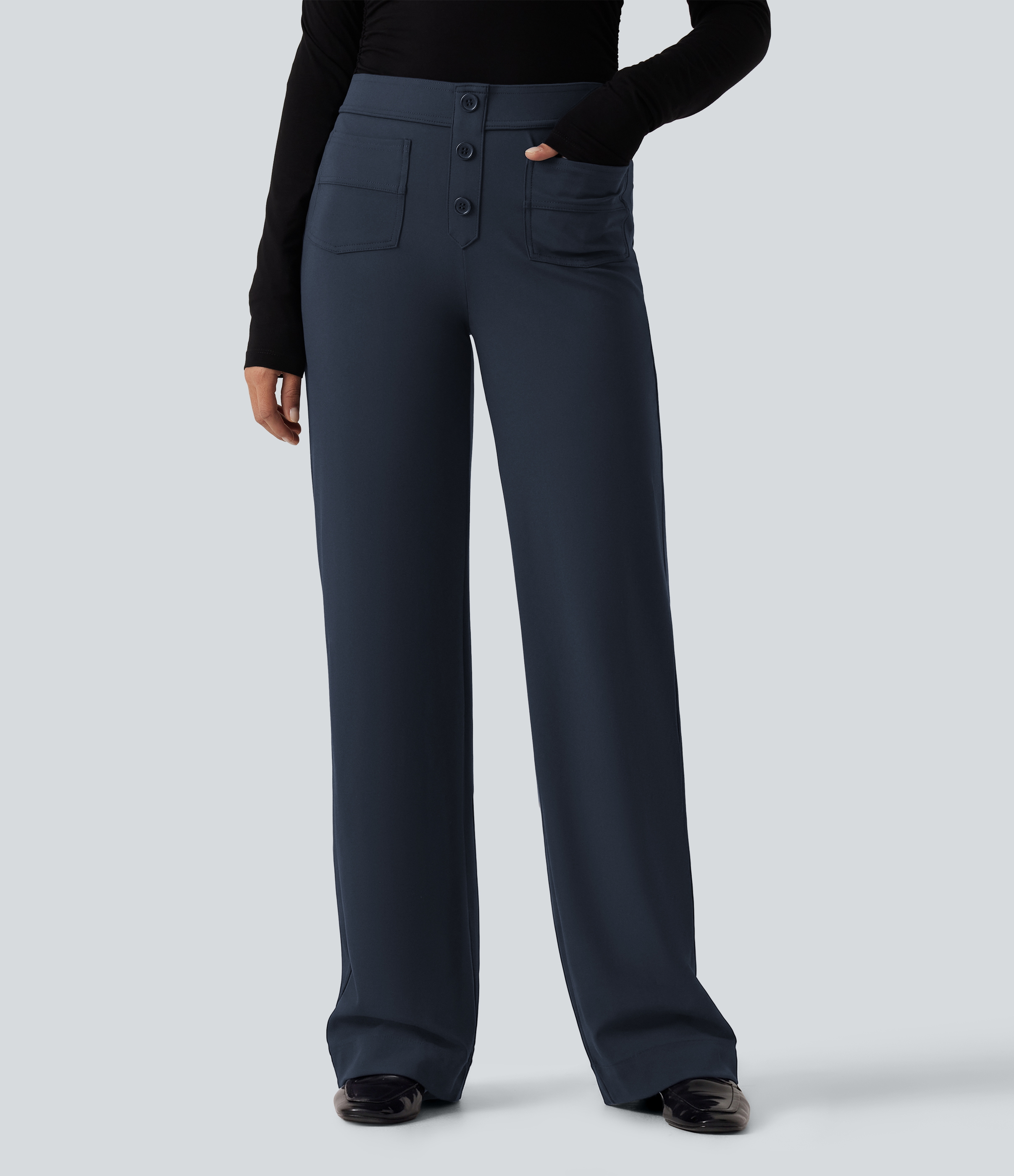 Halara Flex™ DayStretch Low Rise Straight Leg Work Pants with Pockets