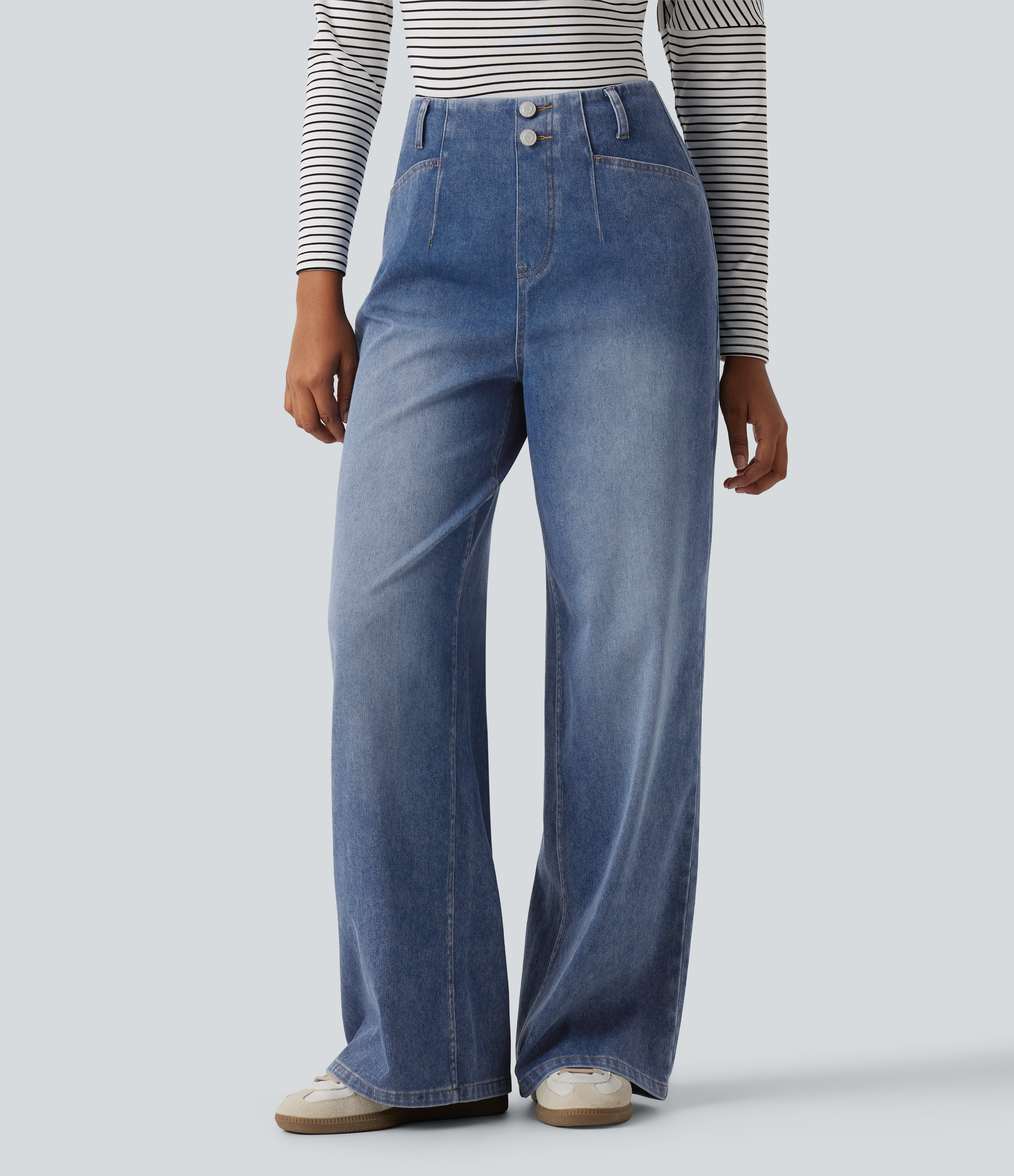 Halara Flex™ High Waisted Wide Leg Casual Jeans with Pockets