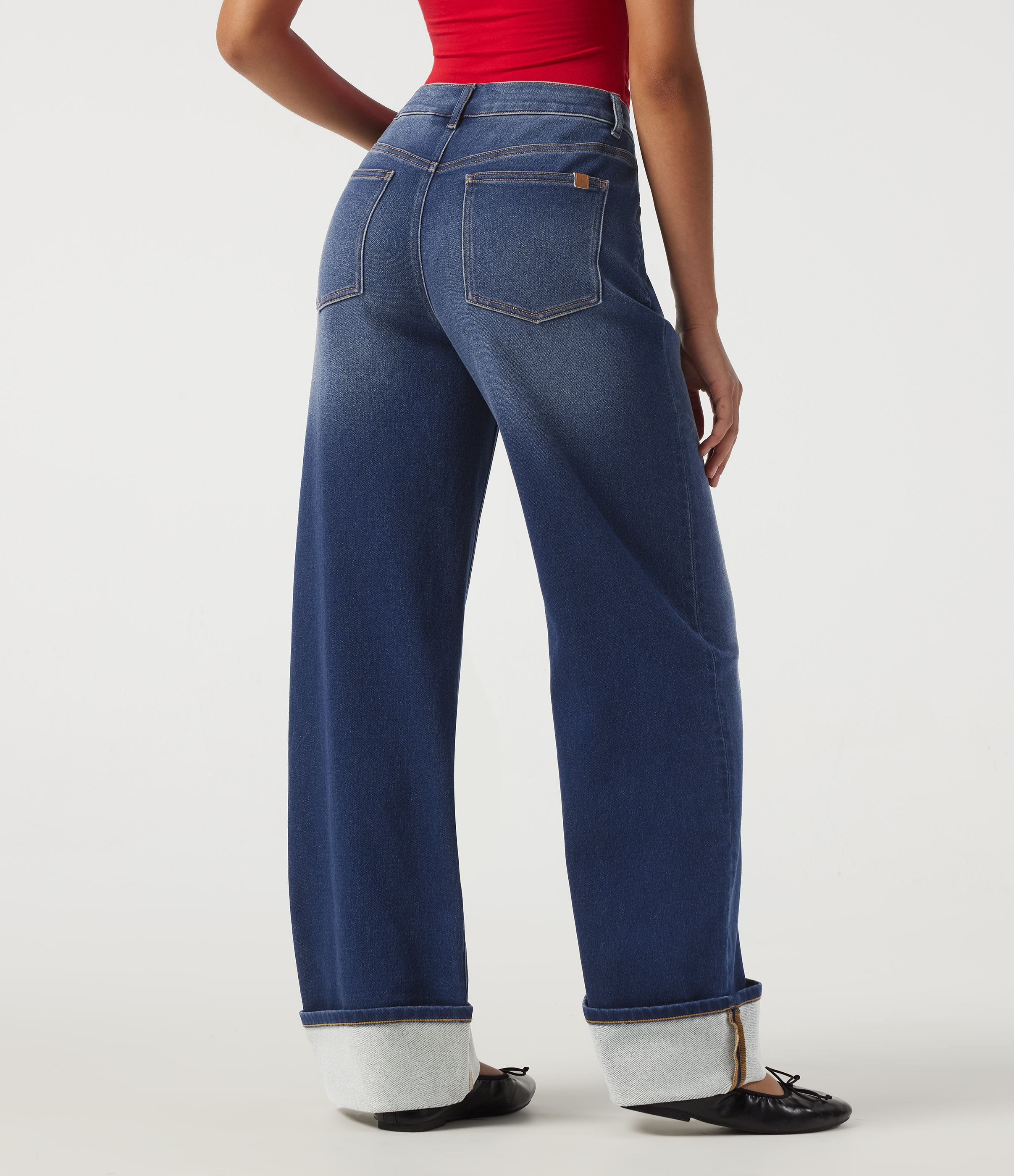 Estate Blue Denim Jean décontracté taille mi-haute, coupe droite, avec des poches / 2