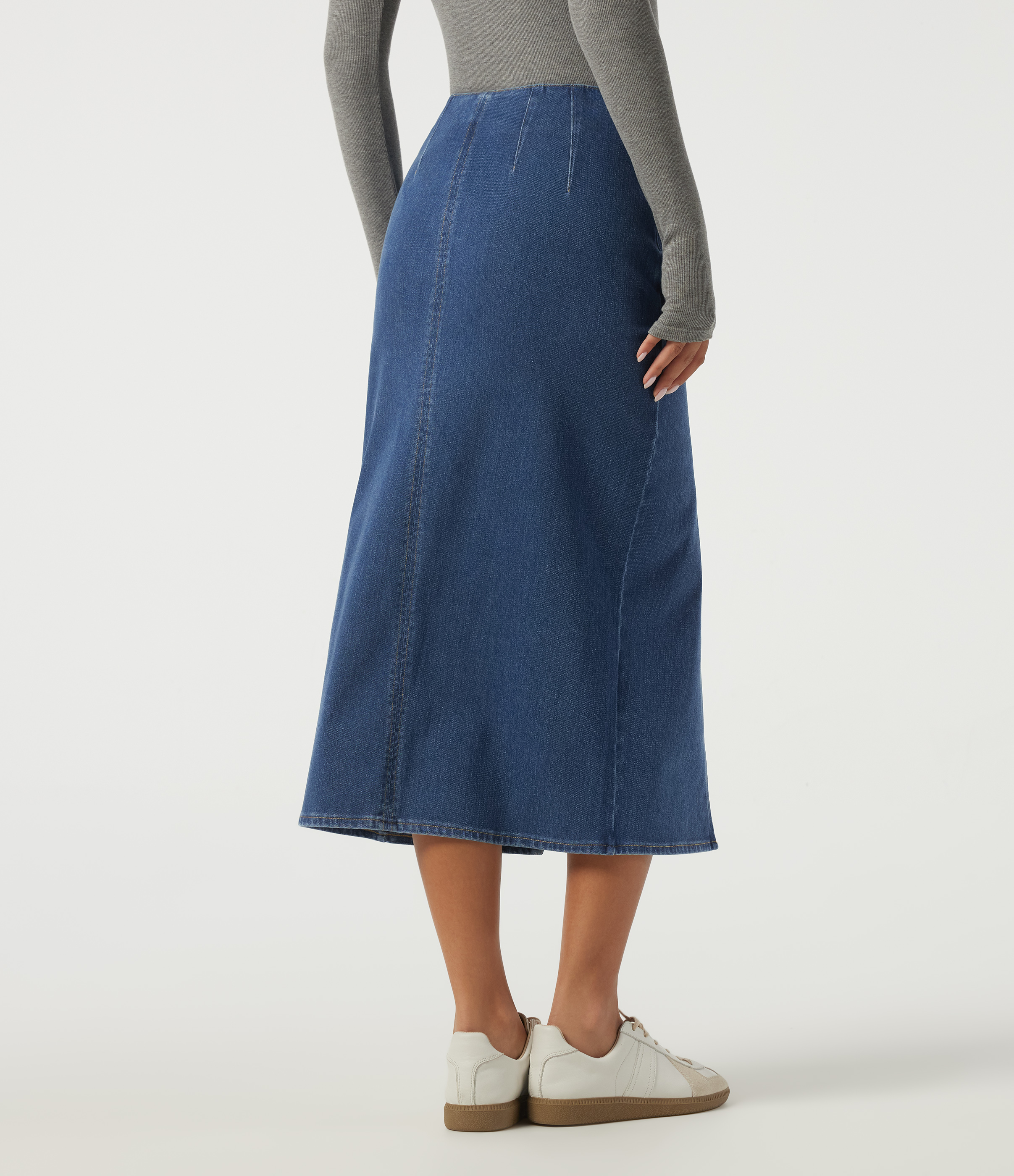 Tide Blue Denim Halara Flex™ - Lässiger, plissierter Midirock aus Denim im Bleistift-Stil mit hohem Bund / 2